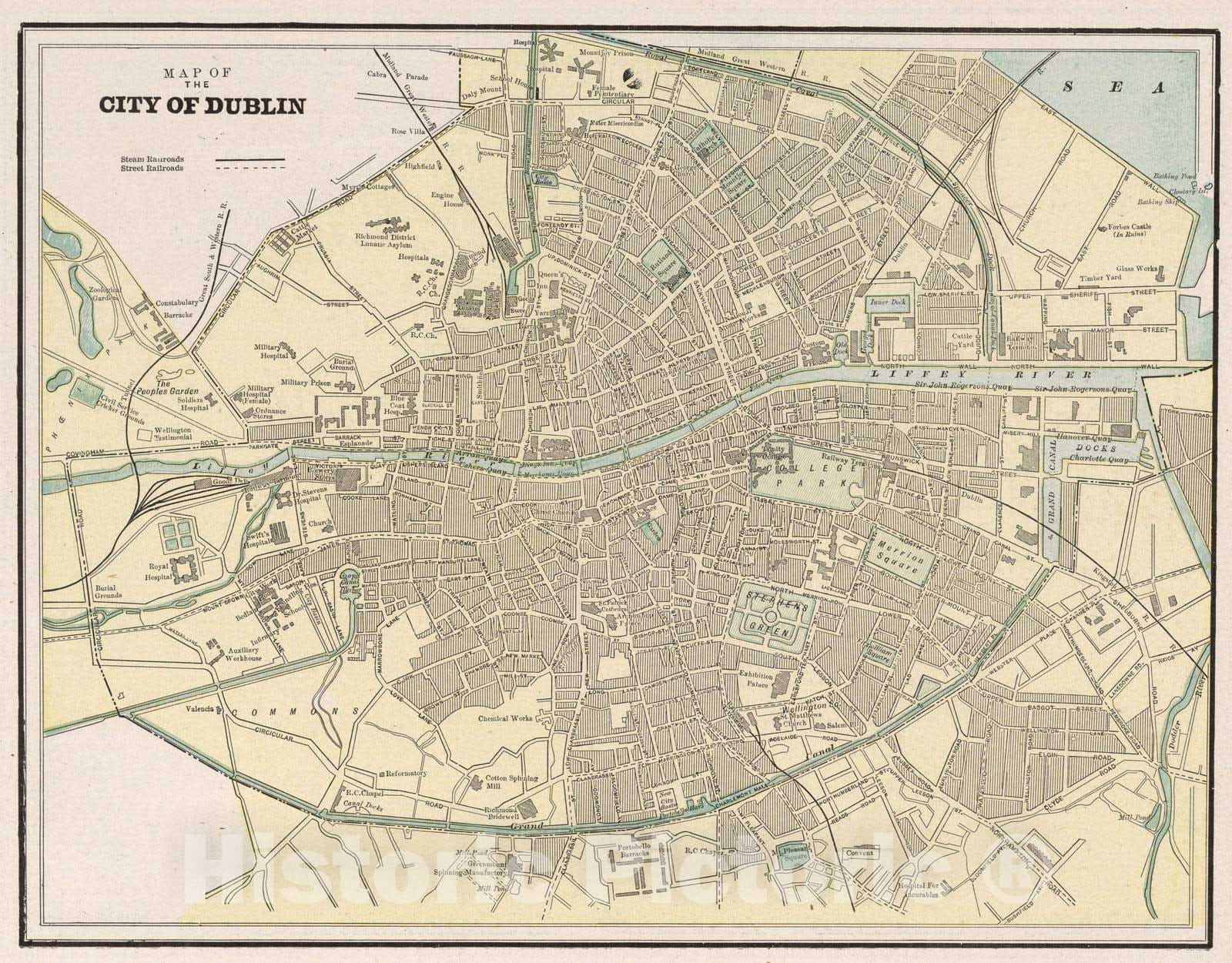 Historic Map : 1901 Map of the City of Dublin - Vintage Wall Art