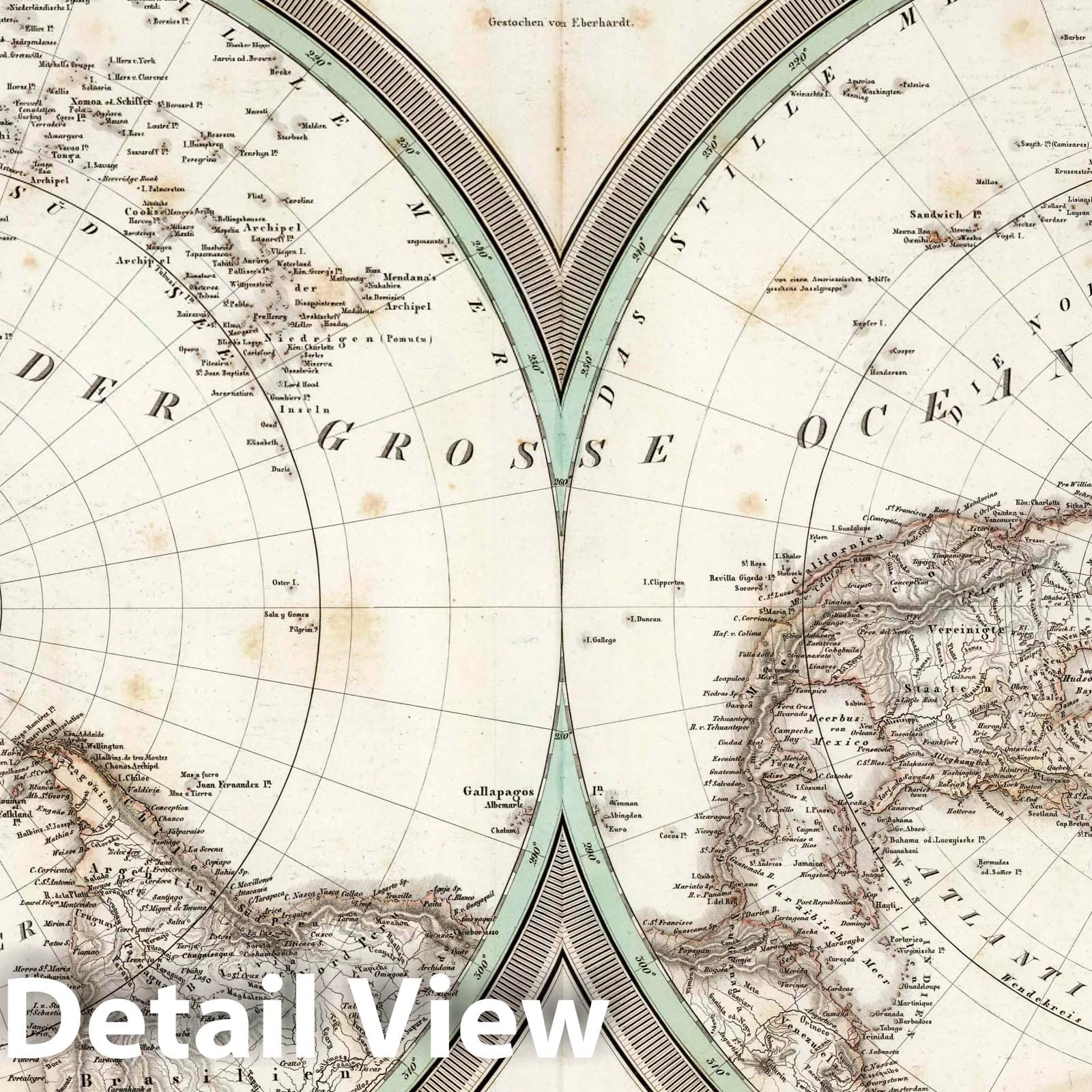 Northern and Southern Hemispheres, 1841 - Historical Map Reproduction