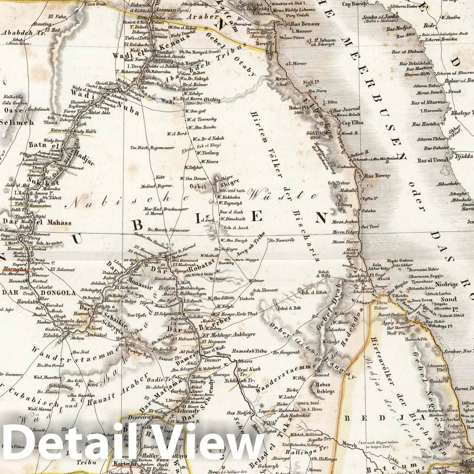 Egypt, Eritrea, Sudan, and Ethiopia, 1841 - Historical Map Print