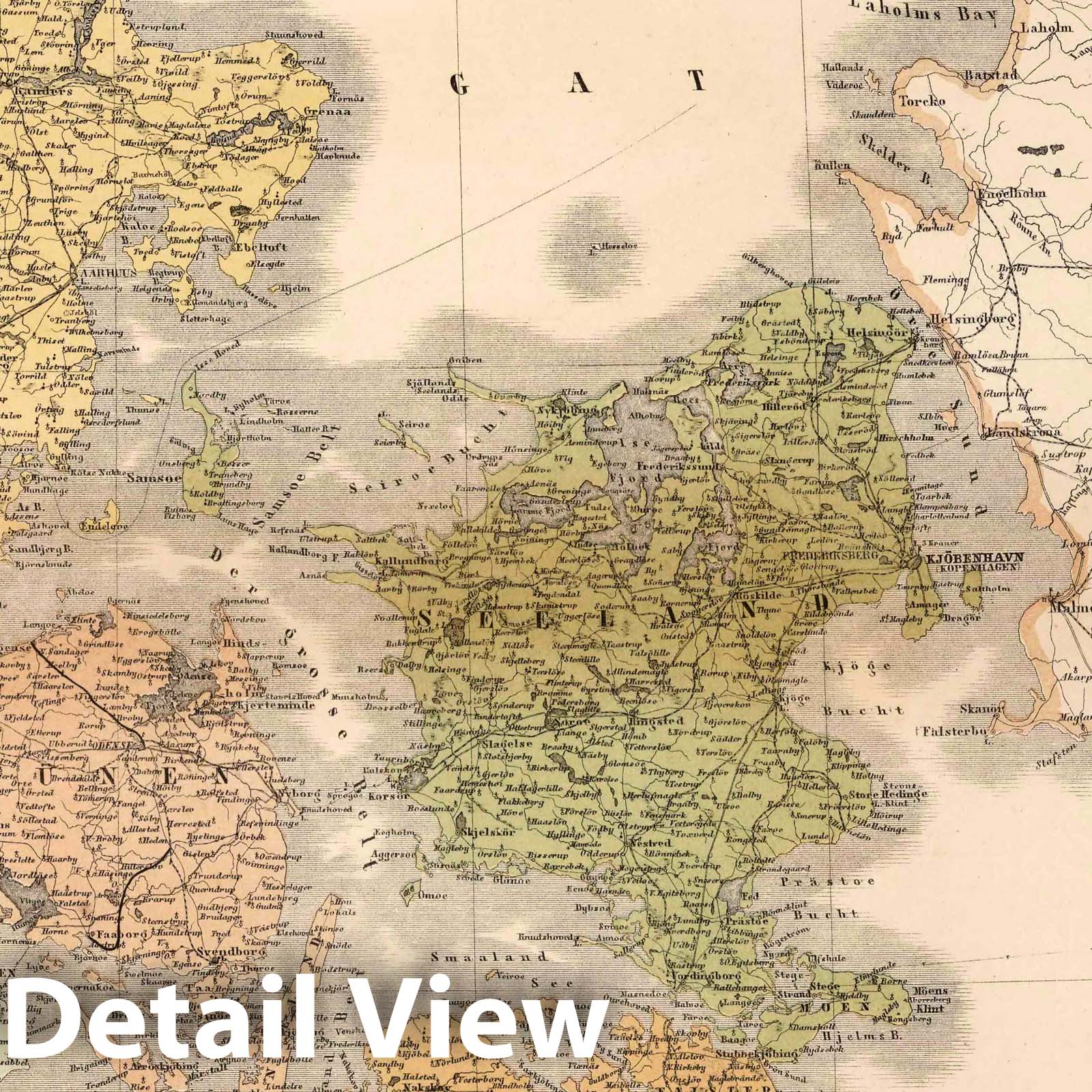 Denmark, Iceland, and Faroe Island with Prussian Provinces, 1886 - Historical Map Print