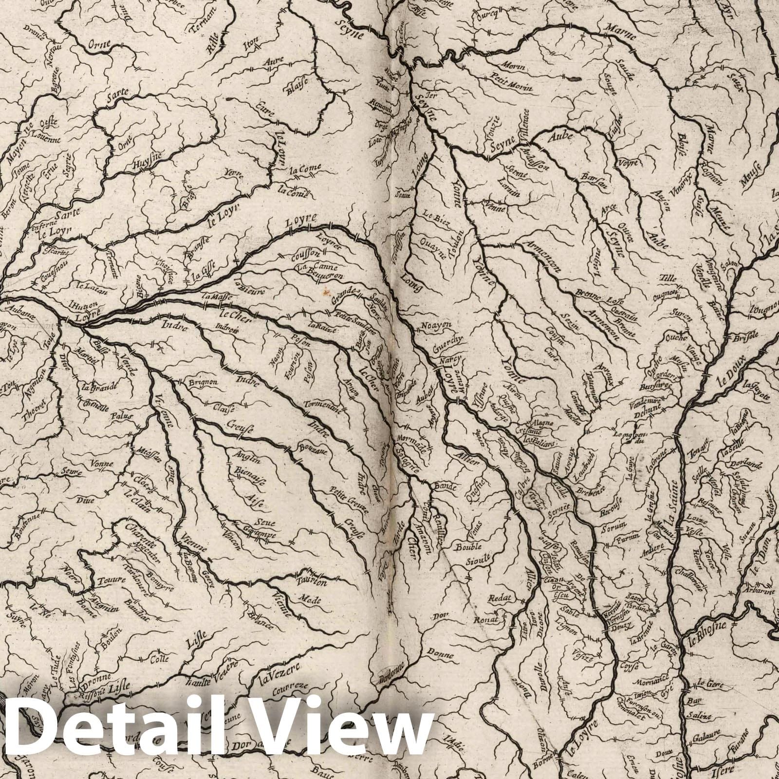 Rivers of France, 1634 - Historical Map Print