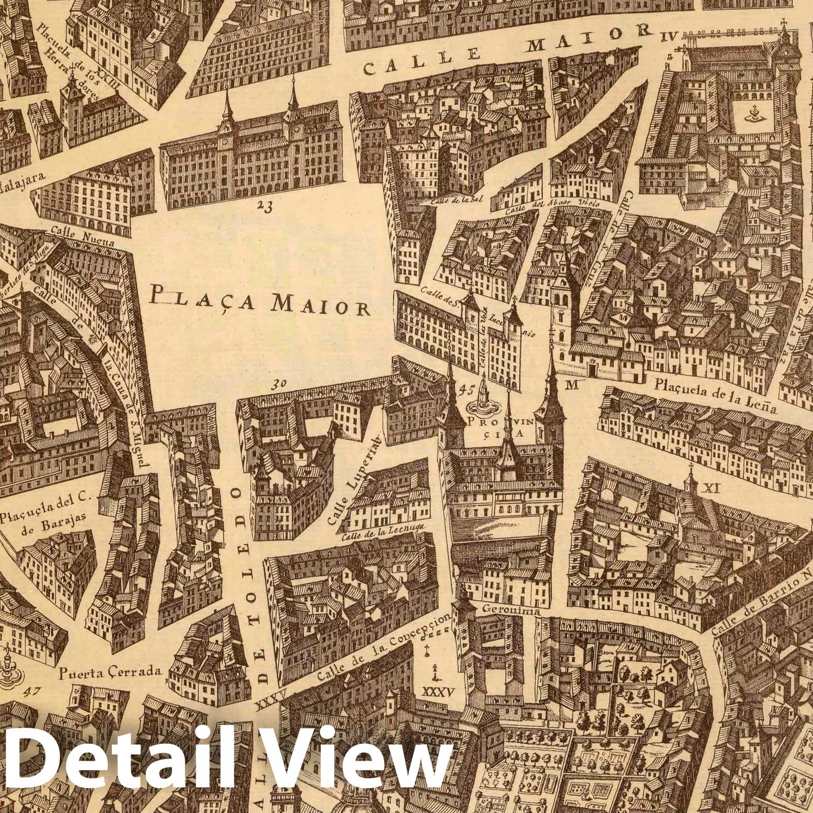 Madrid, Spain 1656 Historical City Plan Map Print