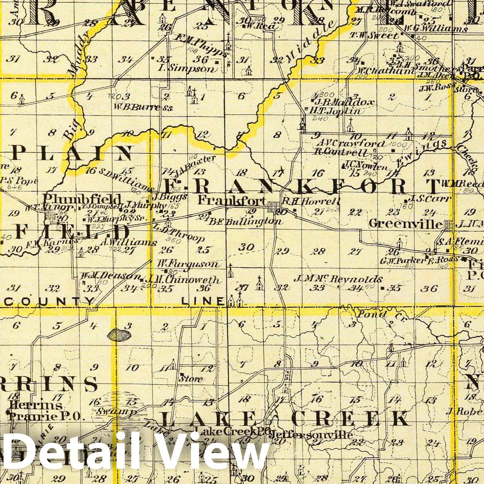 Franklin and Williamson Counties, Illinois - Railroad Map, 1876