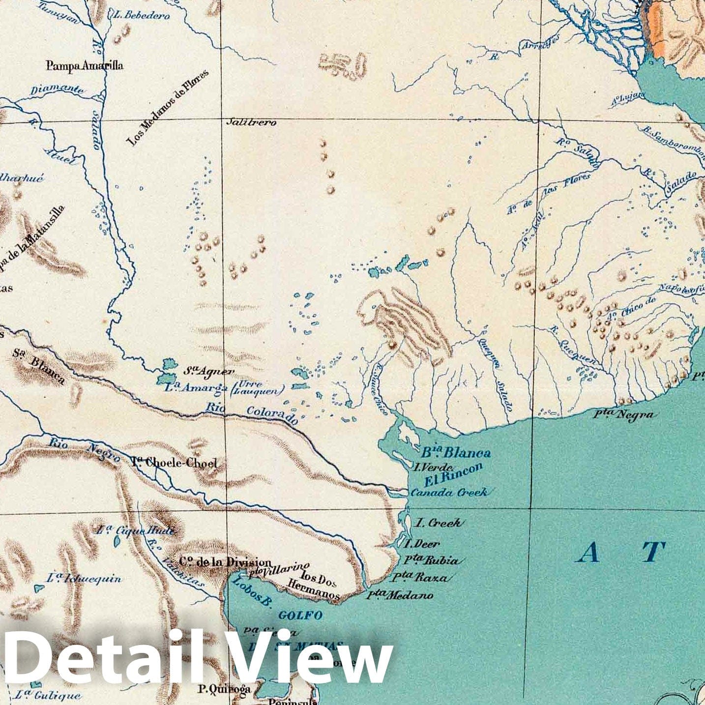 Argentina - Orographic and Hydrographic Map, 1888 - Historical Map Print