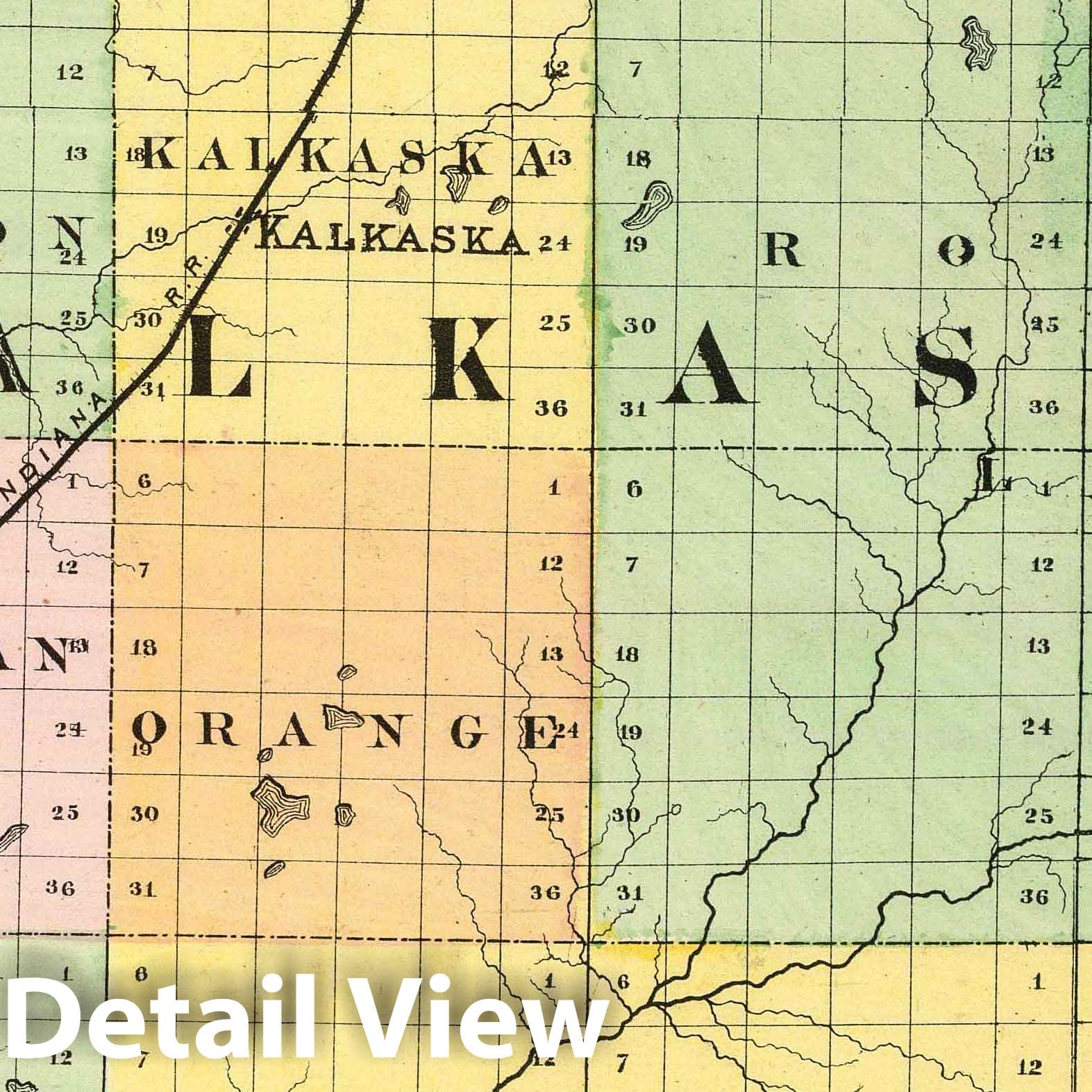 Kalkaska County, Michigan - Railroad Map, 1873 - Historical Map Print