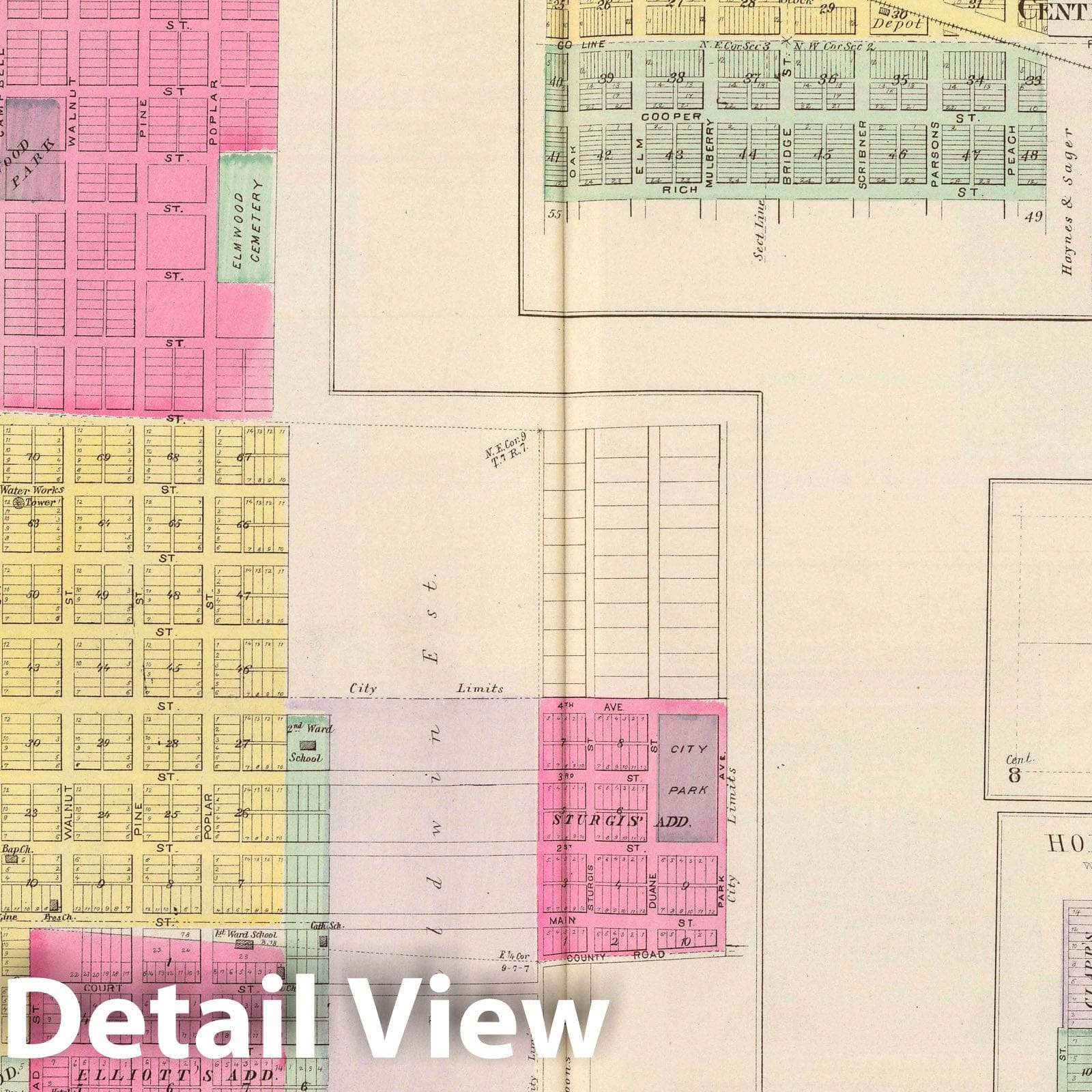Beloit, Mitchell County and Washington County, Kansas - 1887 Historical Map Print