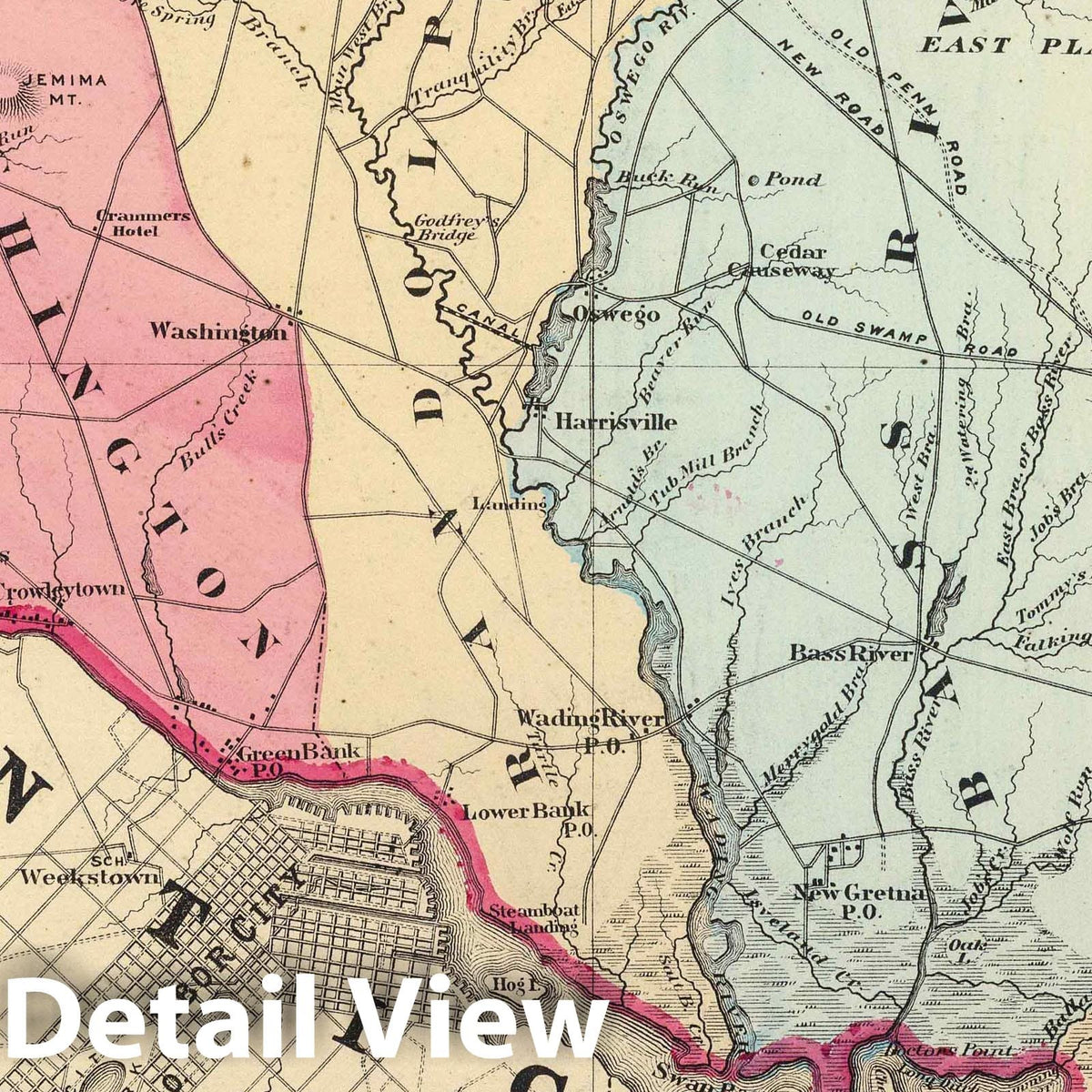 Burlington County, New Jersey (Southern Part) - Railroad Map, 1872 - Historical Map Print