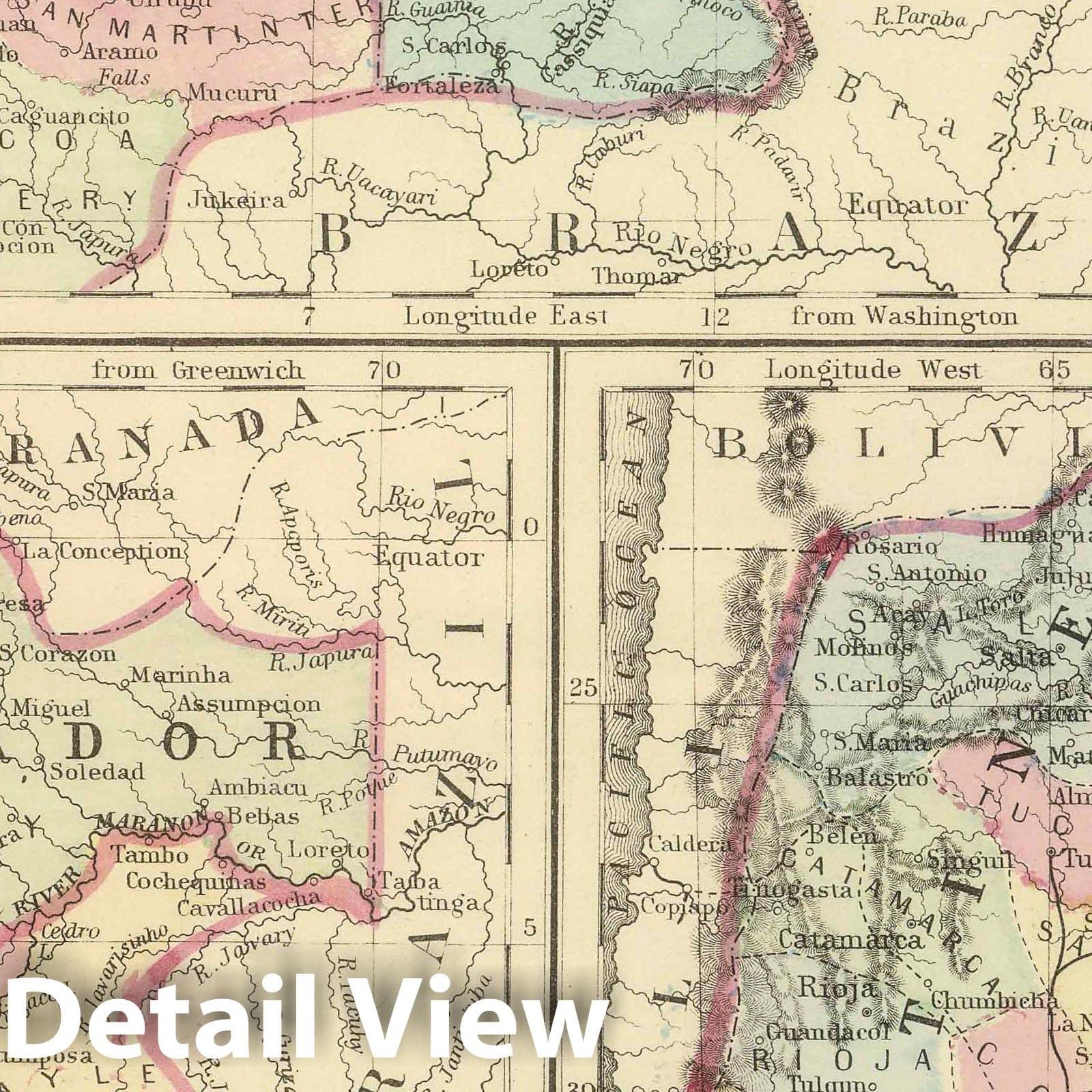Colombia, Venezuela, and Guiana - River Map, 1884 - Historical Map Print