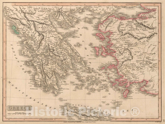 Historic Map : 1808 Greece. - Vintage Wall Art