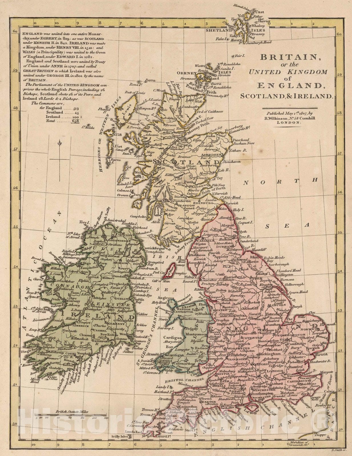Britain, England, Scotland, and Ireland 1808 Historical Map Print