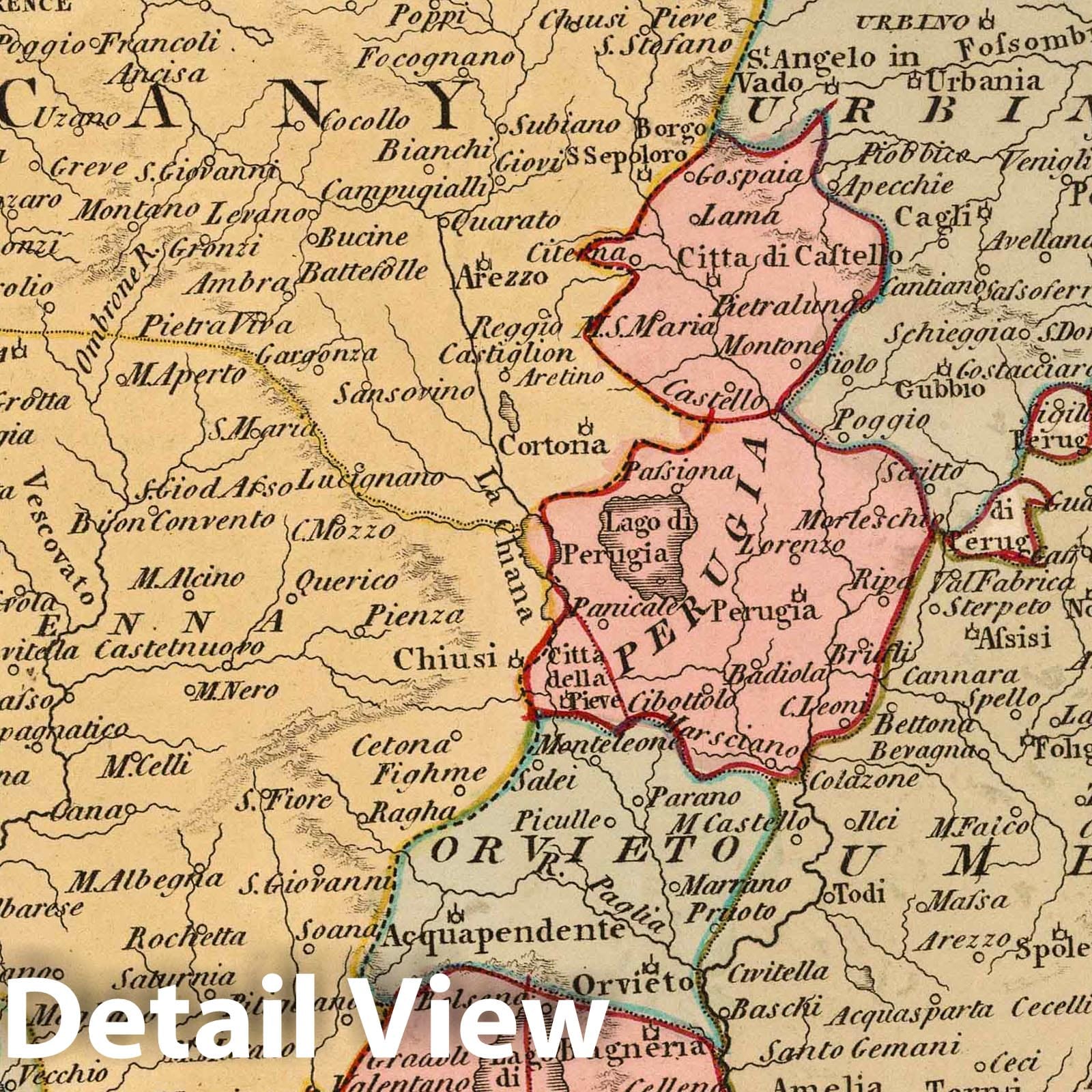 Estates of the Church, Grand Duchy of Tuscany, Republic of Lucca, 1800 - Historical Map Print