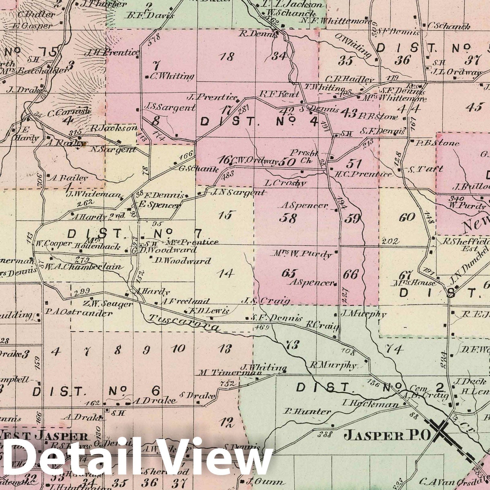 Jasper, 1873 - Steuben County, New York Cadastral Map Print