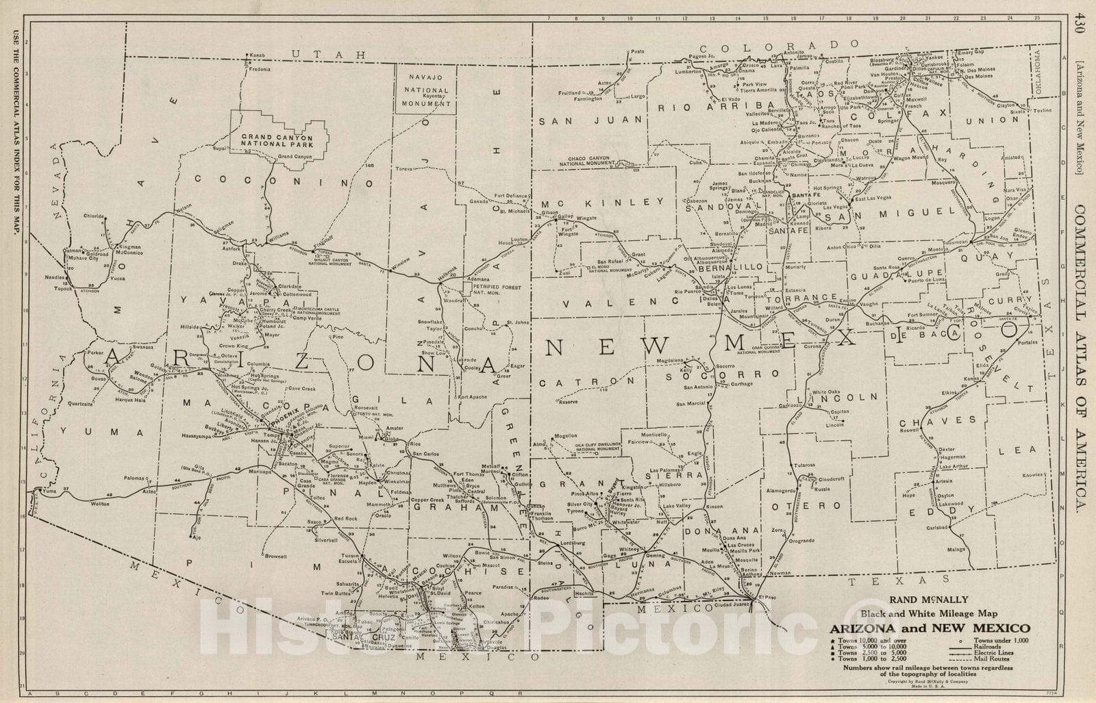 Historic Map : National Atlas - 1924 Arizona and New Mexico. - Vintage Wall Art