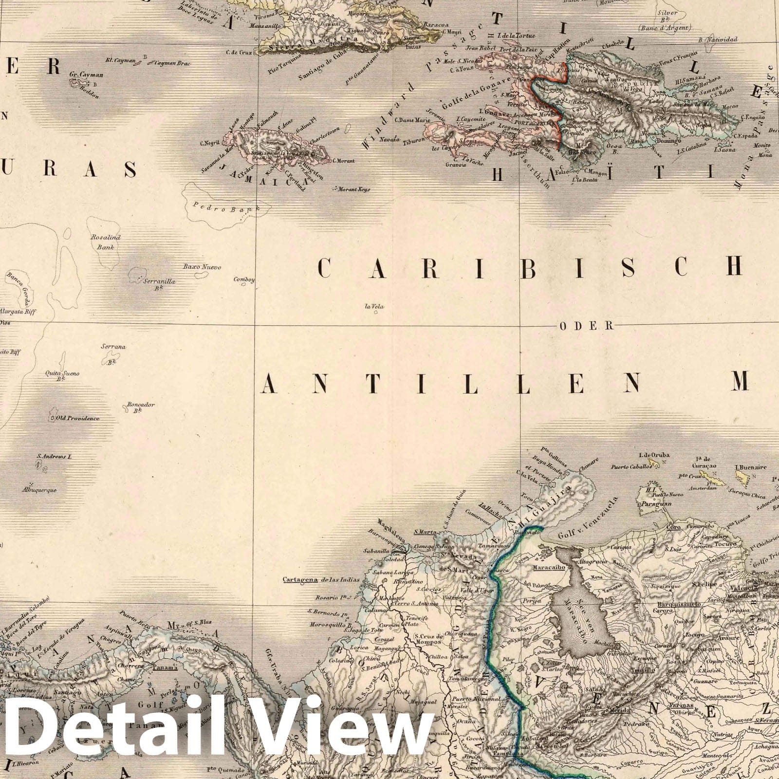 West Indies, Central America, Colombia, and Venezuela, 1879 - Historical Map Print