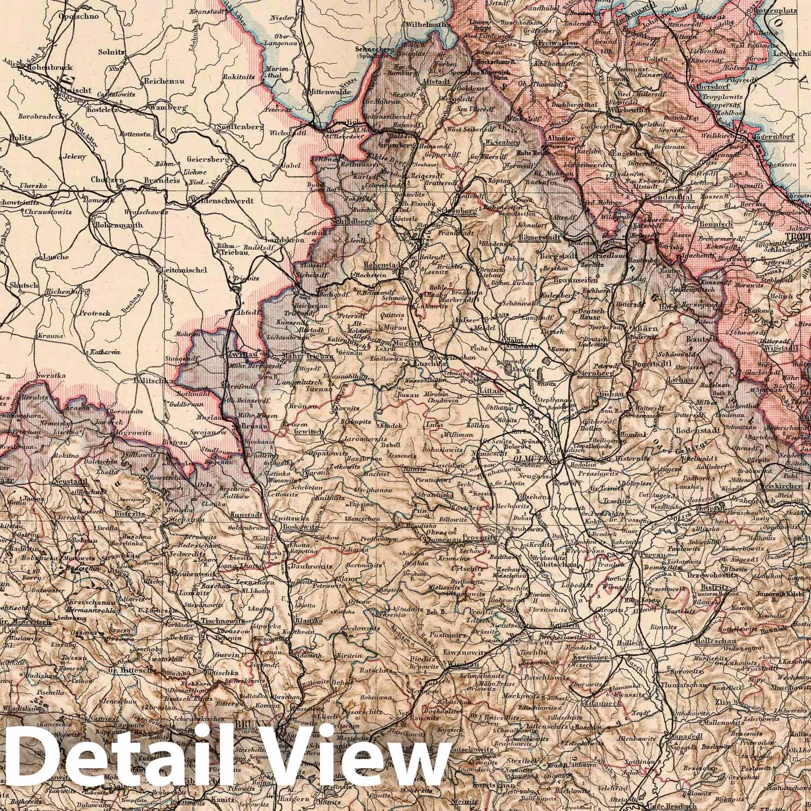 Margraviate of Moravia and Duchy of Upper and Lower Silesia, 1886 - Historical Map Print