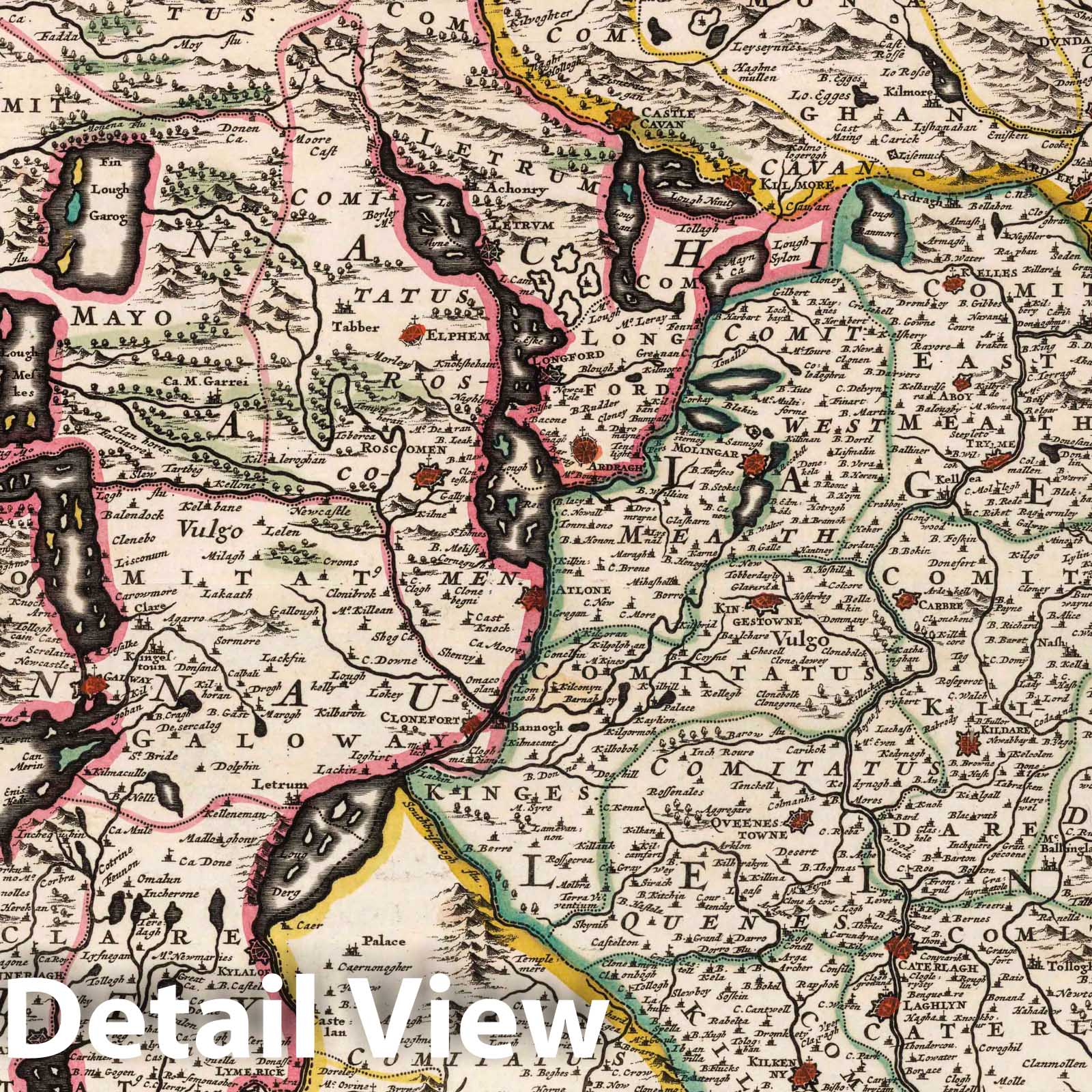 Ireland, 1682 - Hand-Colored Historical Map Print by Frederick de Wit