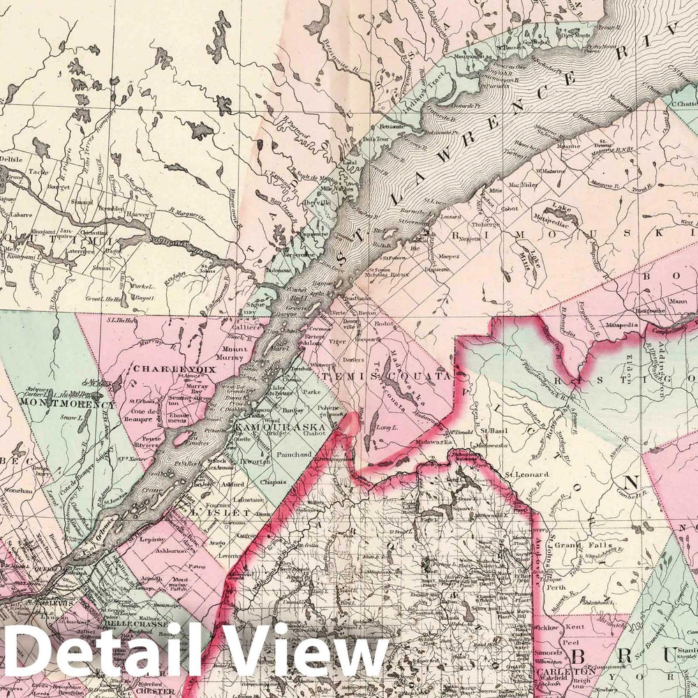 Historic Map : 1874 Quebec and New Brunswick. - Vintage Wall Art