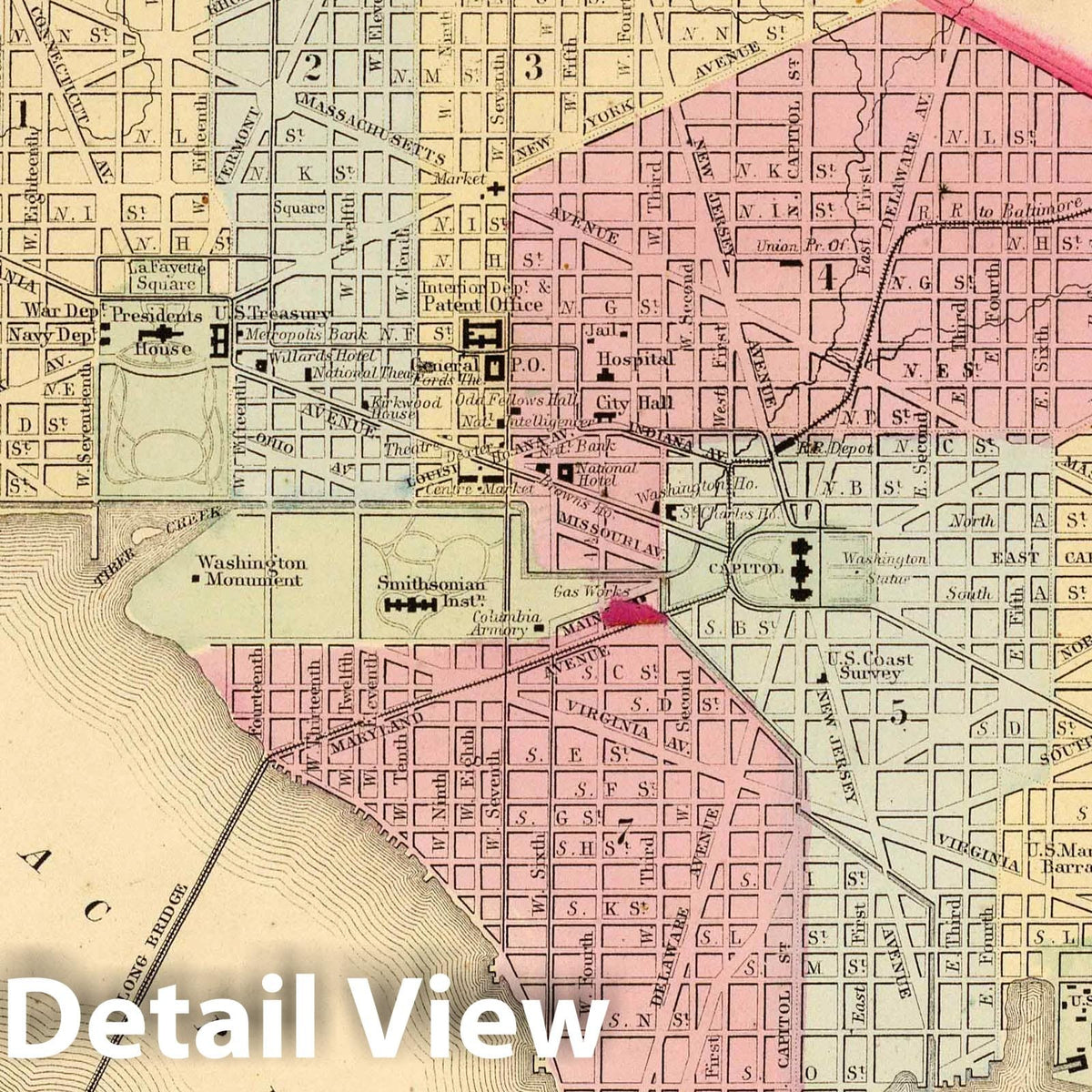 Washington - Railroad Map, 1870 - Historical City Plan Print
