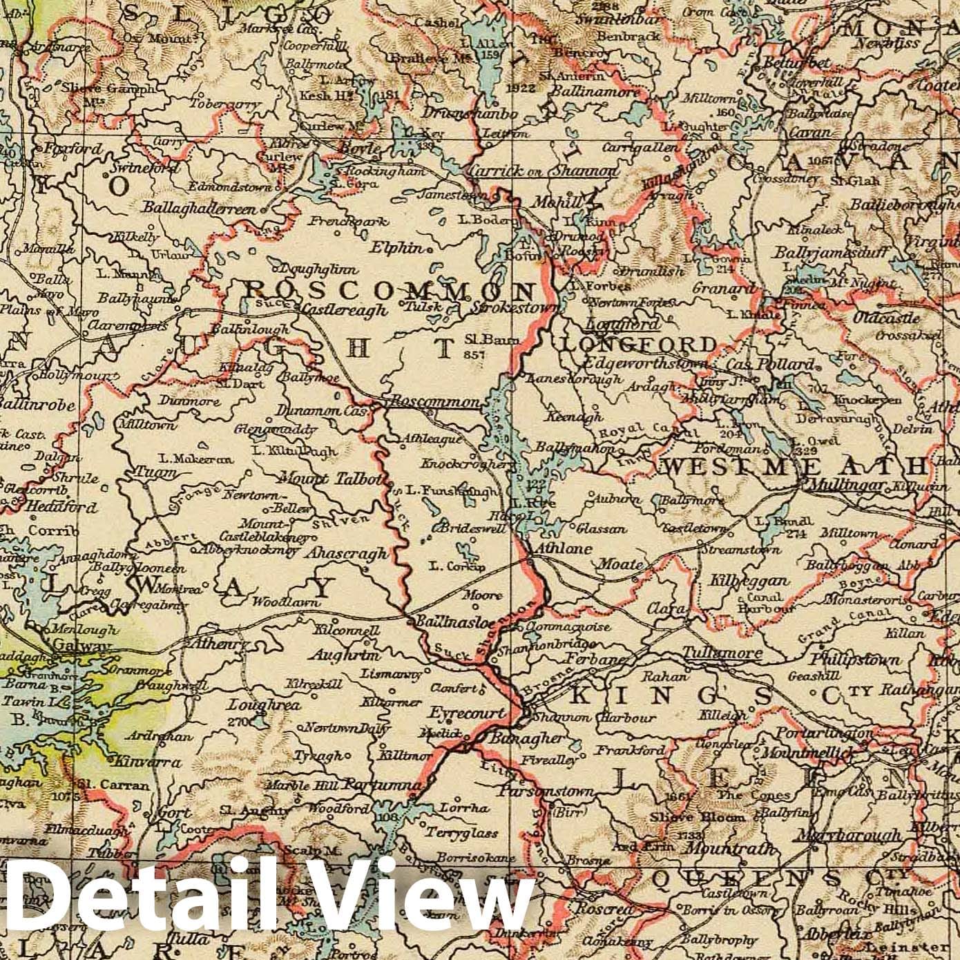 Ireland - Railroad Map, 1895 - Historical Map Print