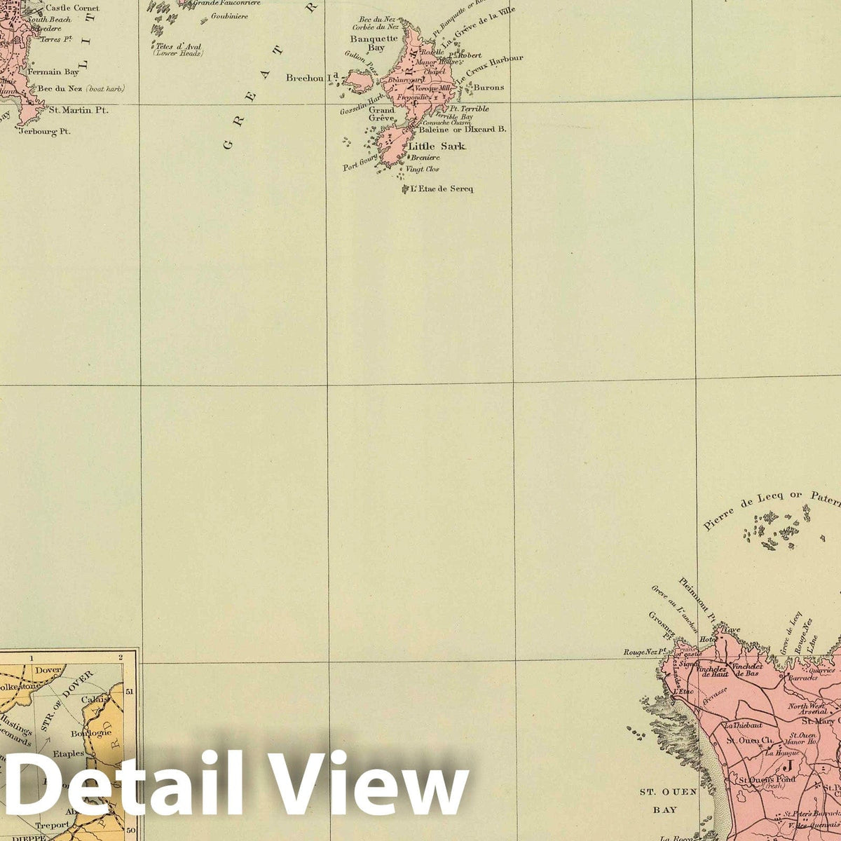 Channel Islands and English Channel - Railroad Map, 1901