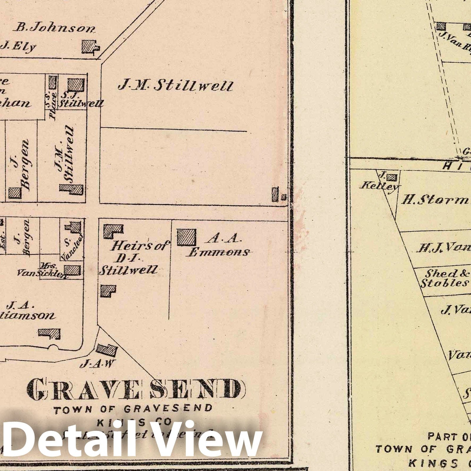 Gravesend, Flatlands, and New Utrecht Property Map, 1873 - Historical Map Print