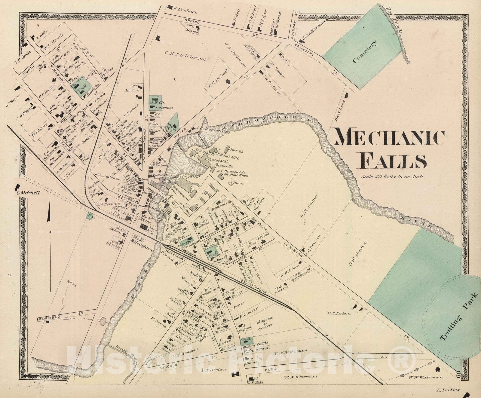 Mechanic Falls, Androscoggin County, Maine - Property Map, 1873