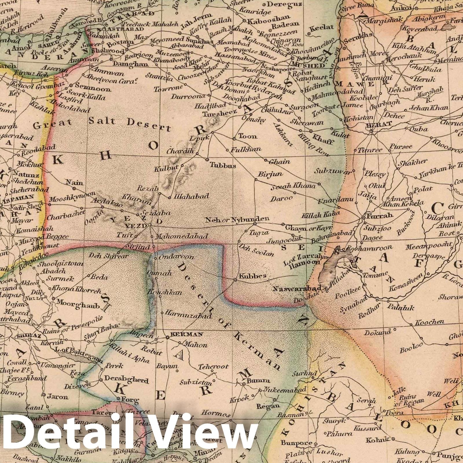 Persia and Afghanistan - Railroad Map, 1864 - Historical Map Reproduction