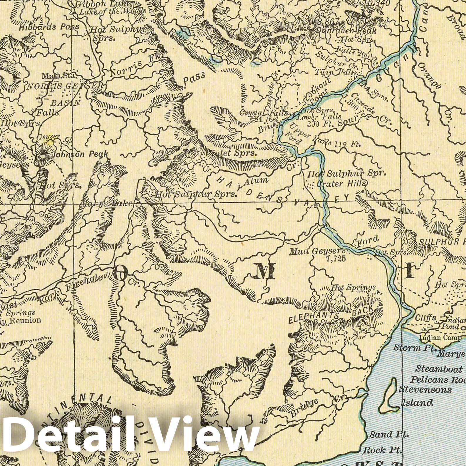 Yellowstone National Park - River Map, 1901 - Historical Map Print