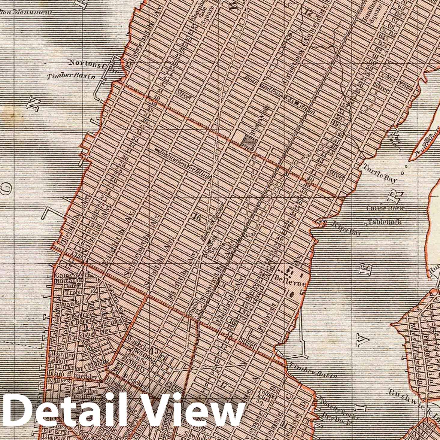 New York and Vicinity, 1845 - Historical Map Print