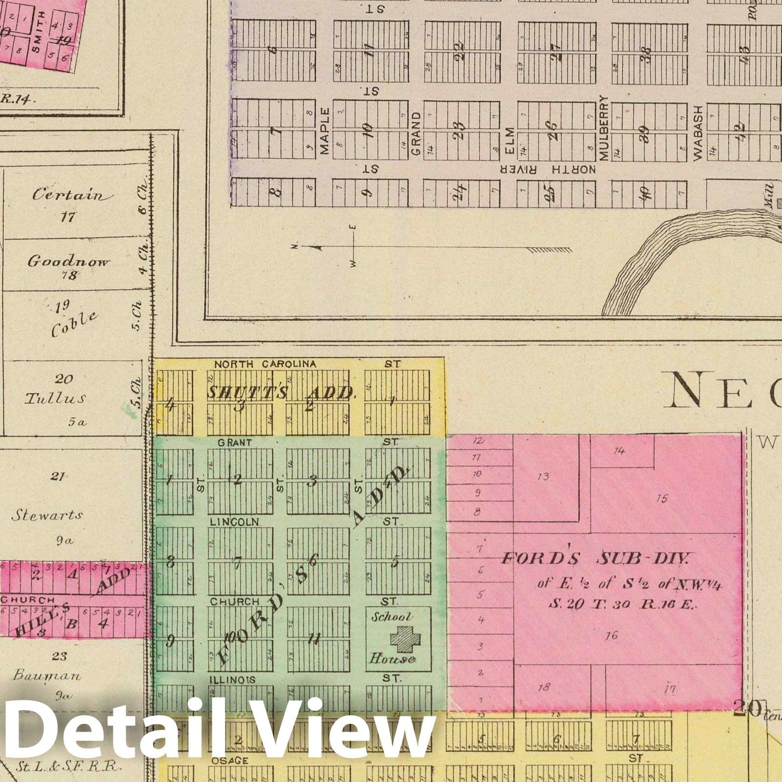 Neodesha, La Fontaine, Coyville, Altoona, Wilson County, Kansas - Historical Map Print, 1887