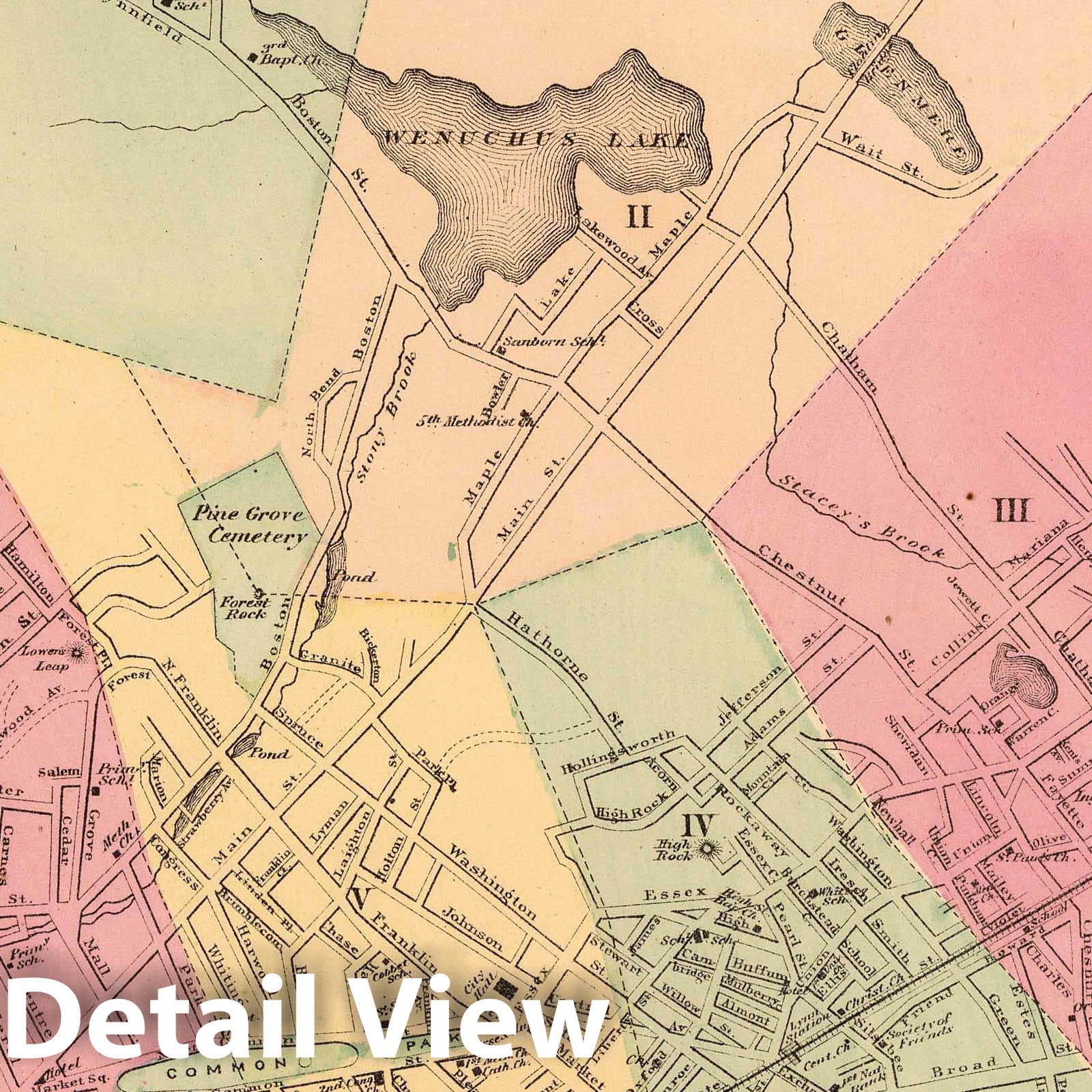 Lynn, Massachusetts - Railroad Map, 1871 - Historical Atlas Plate Print