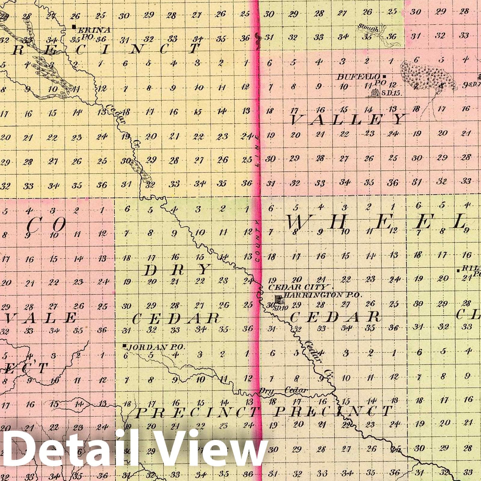 Garfield and Wheeler Counties, Nebraska - Road Map, 1885