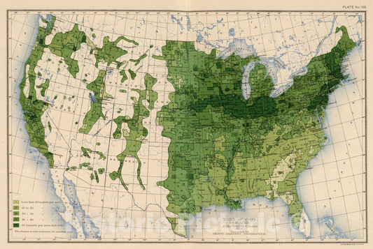 Historic Map : Statistical Atlas - 1903 155. Corn/acre. - Vintage Wall Art