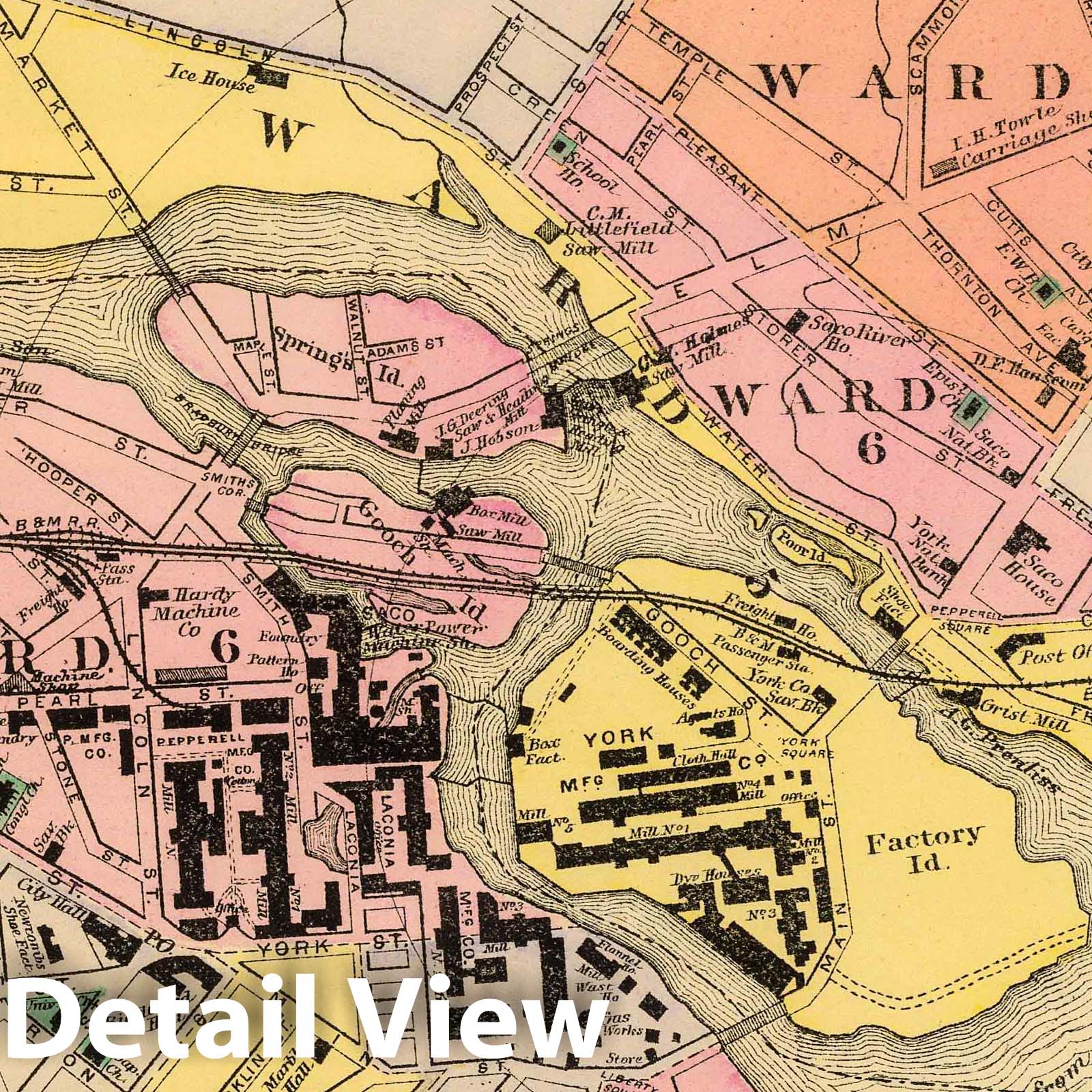 Saco and Biddeford, Maine - Railroad Map, 1894 - Stuart's Atlas