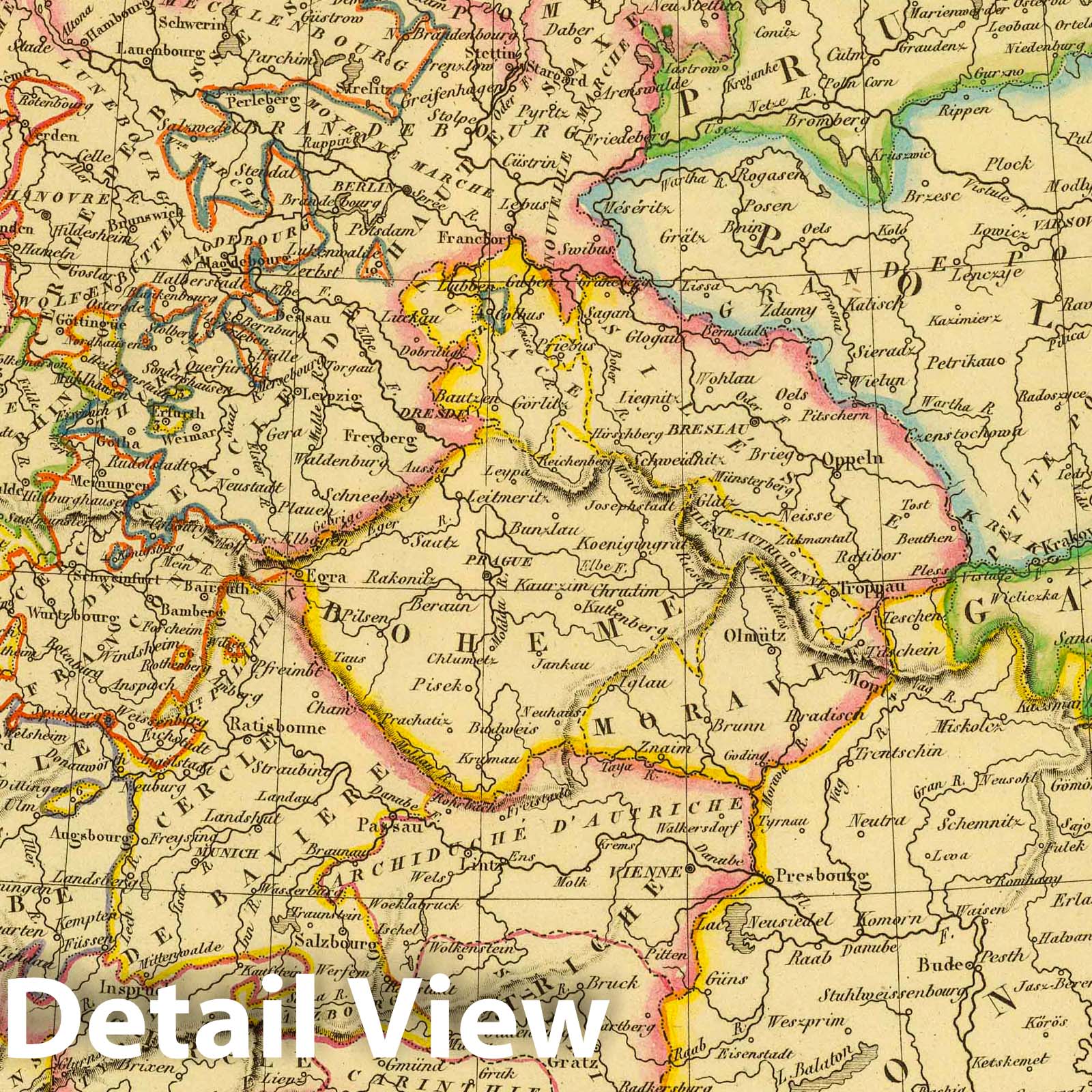 Germany in Administrative Circles - River Map, 1837 - Historical Map Print