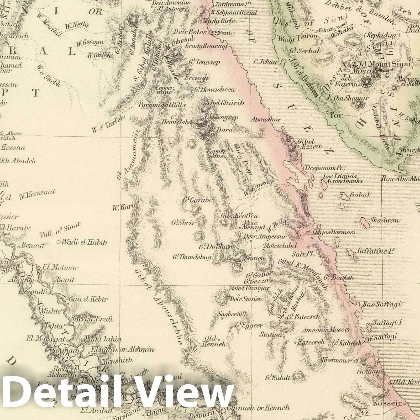 Egypt and Arabia Petraea, 1854 - Historical Map Print