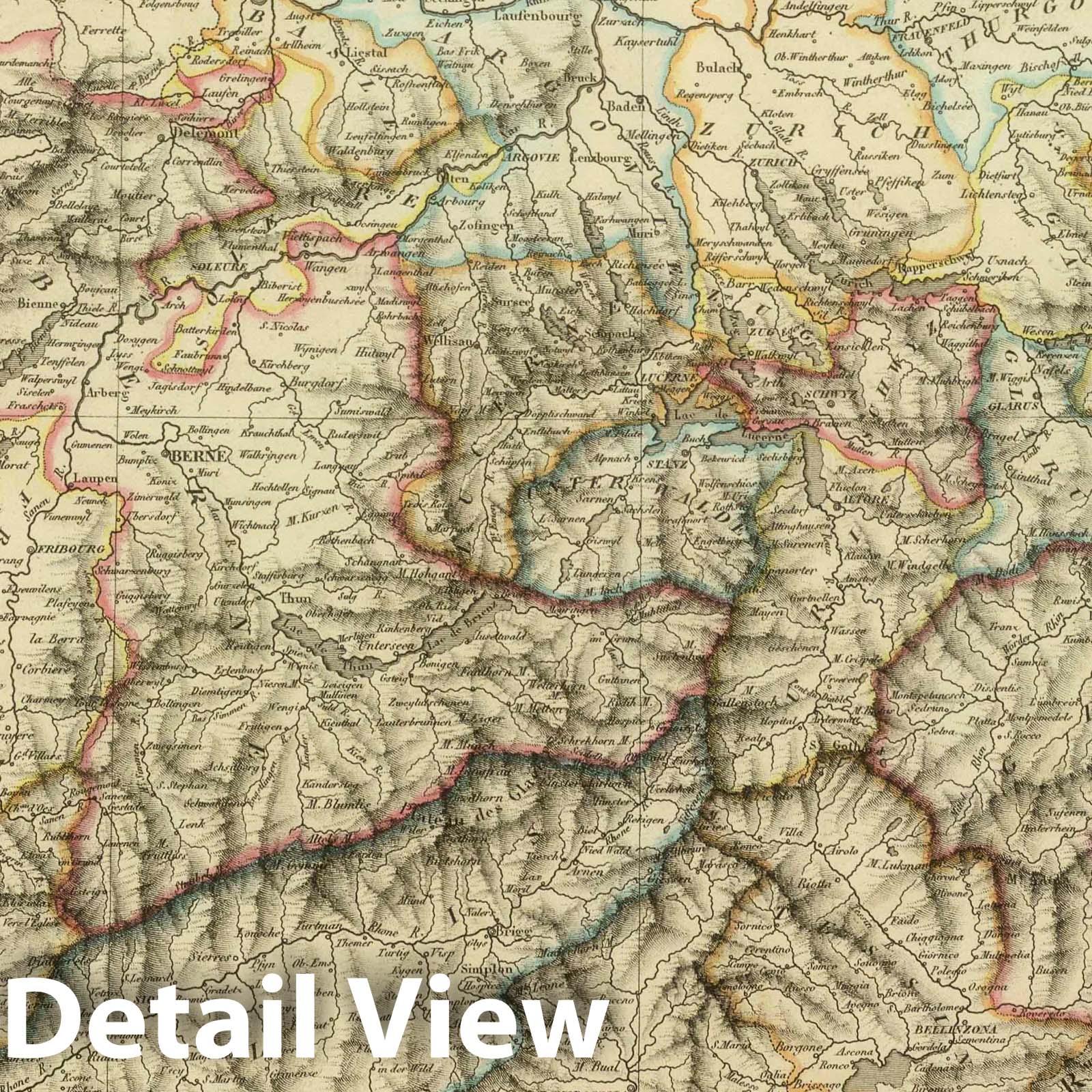 Switzerland 1824 - Historical Map Print by L. Vivien