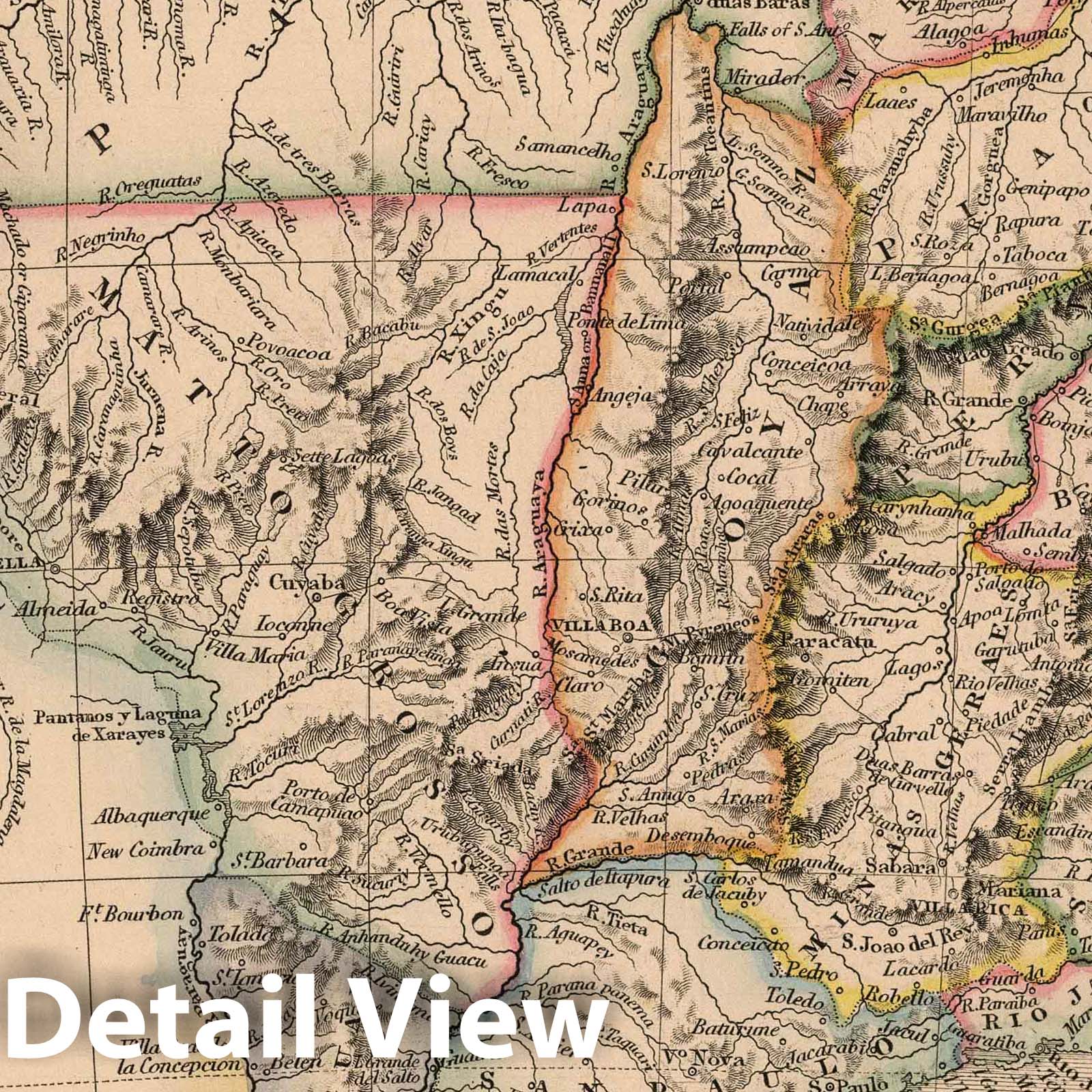 Brazil - Railroad Map, 1864 - Historical Map Print