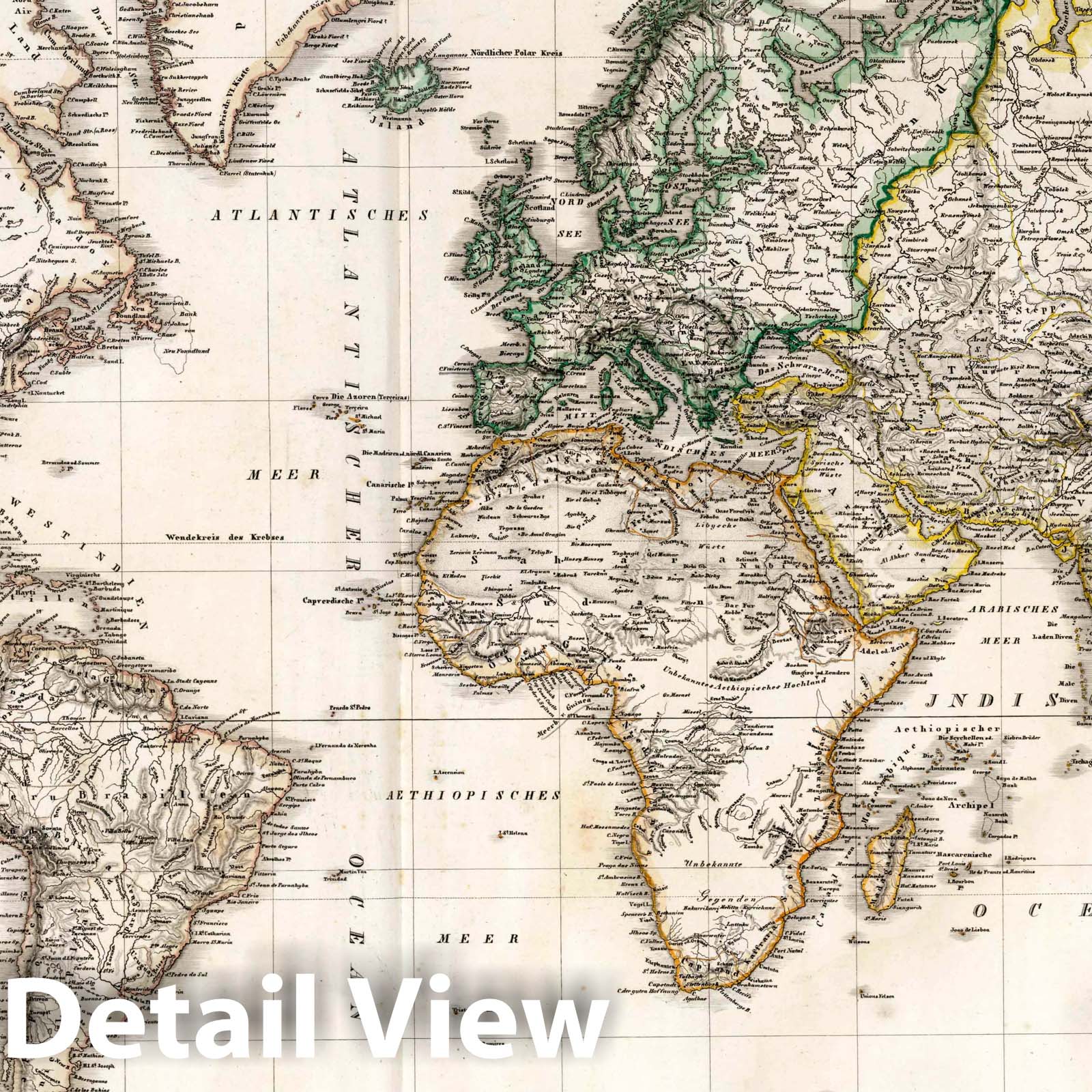 Historic Map : 1840 Die Erde. World. - Vintage Wall Art