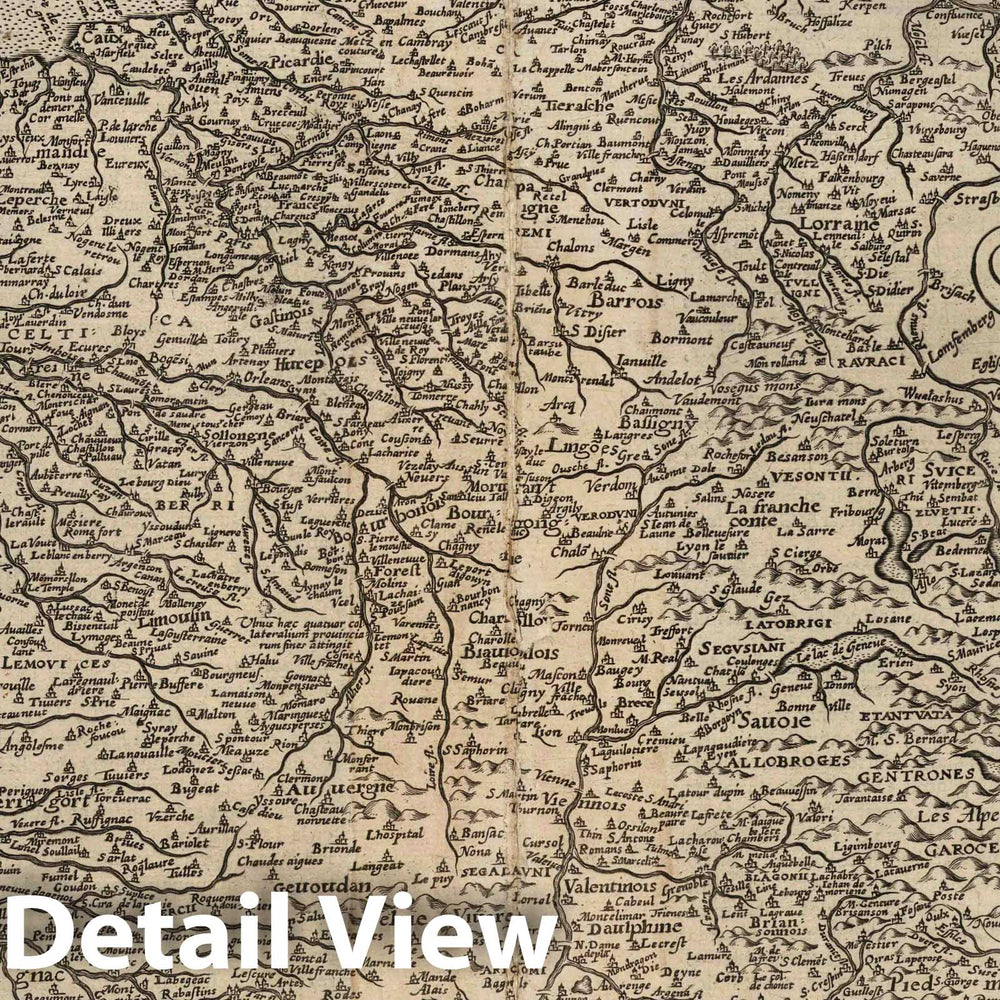 Historic Wall Map : France, 1632 Gallia. , Vintage Wall Art