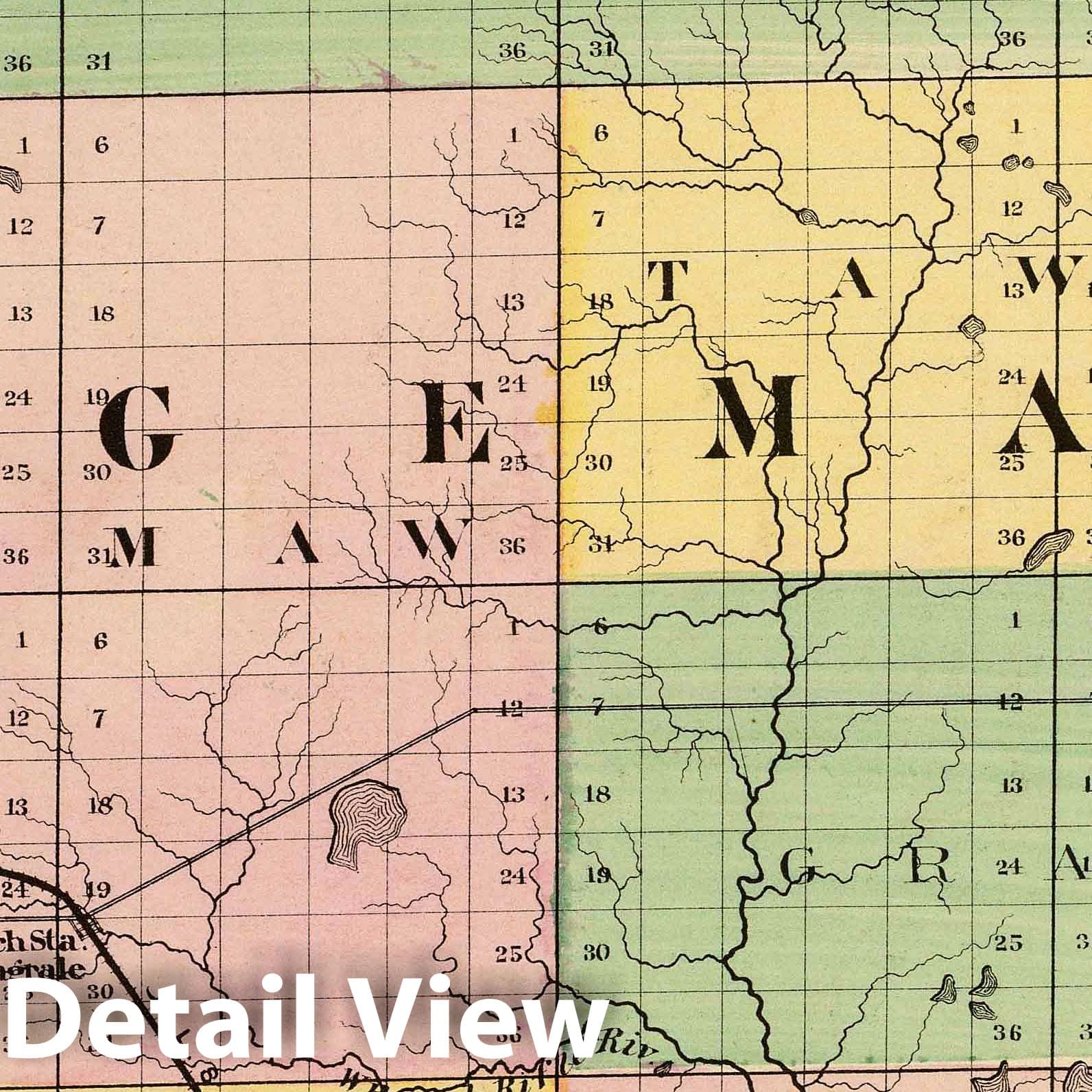 Ogemaw County - Railroad Map, 1873 - Historical Map Print