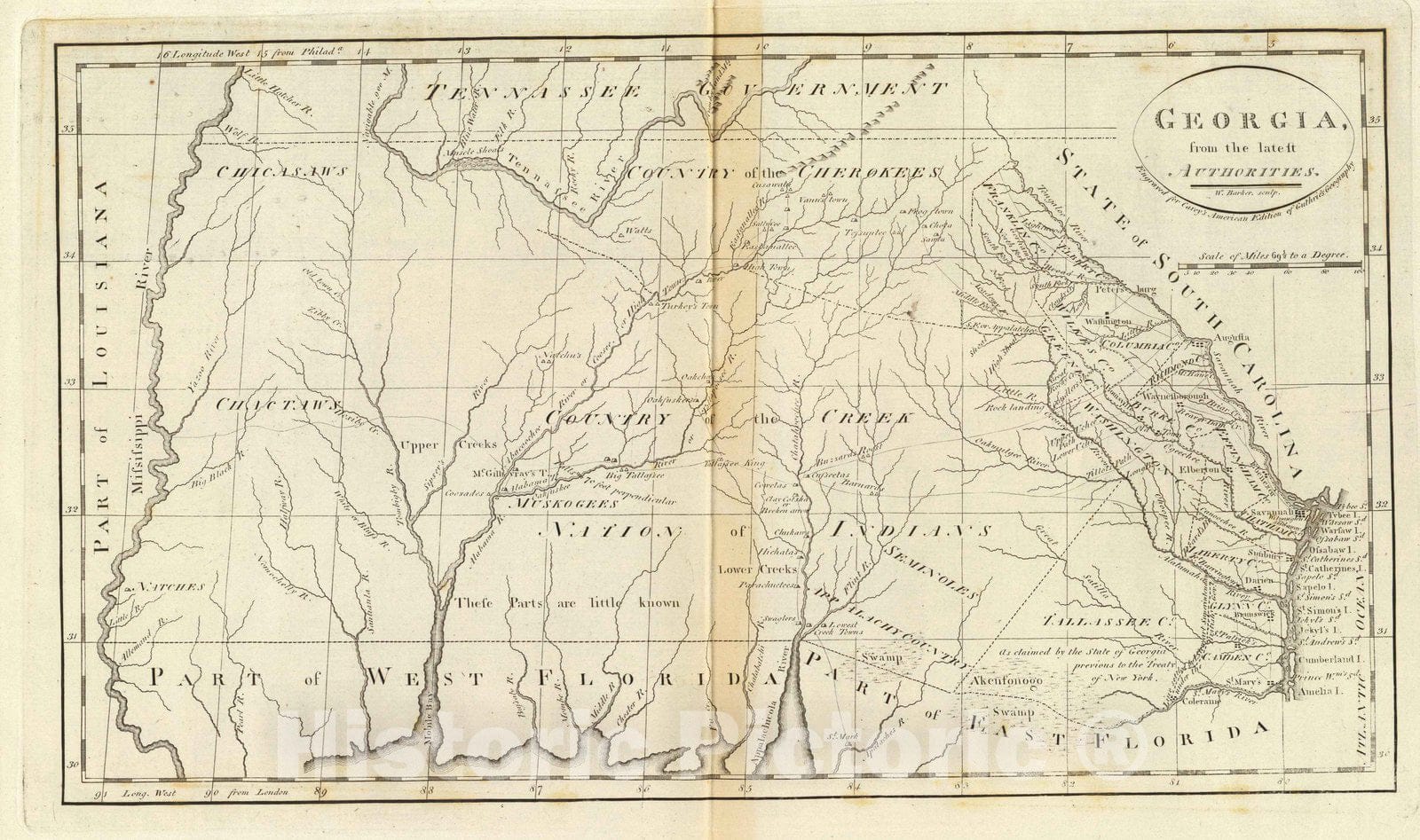 Historic Map : 1796 Georgia. - Vintage Wall Art