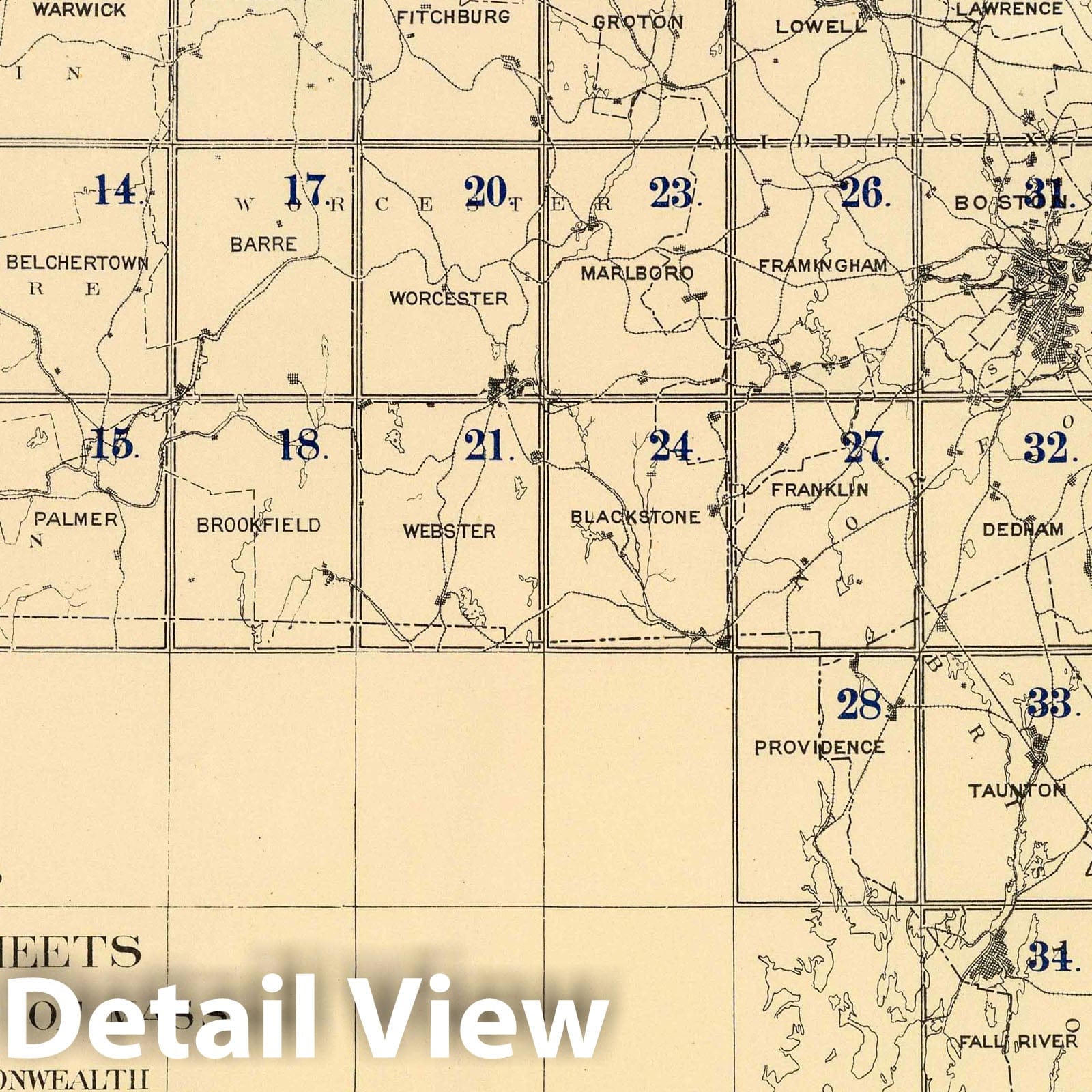 Massachusetts Topographical Survey Index - Geologic Map, 1890