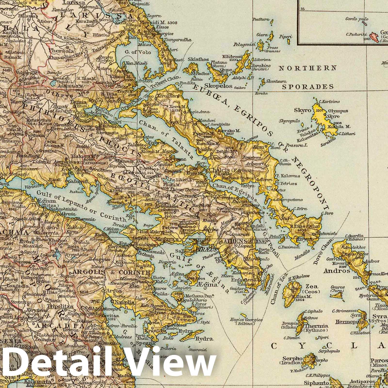 Greece and Crete - Railroad Map, 1895 - Historical Map Print
