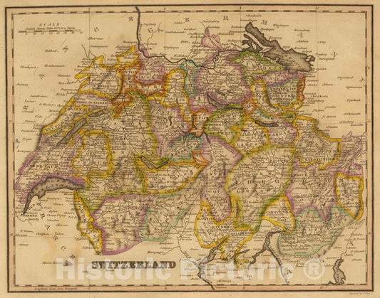 Historic Map : 1822 Switzerland : Vintage Wall Art