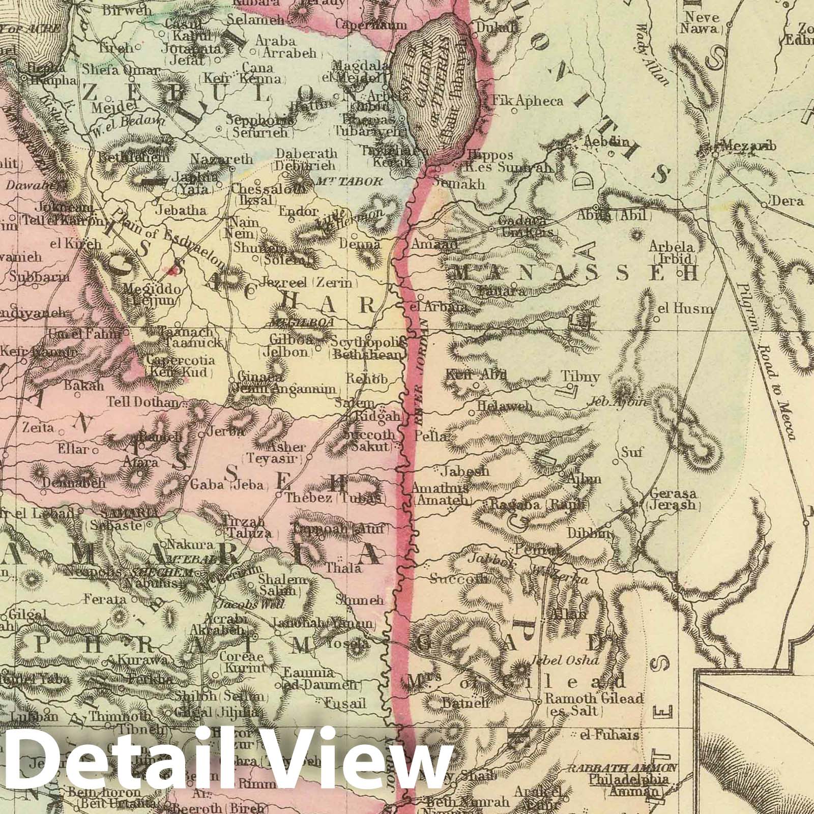Palestine and Modern Jerusalem - Road Map, 1884 - Historical Map Print