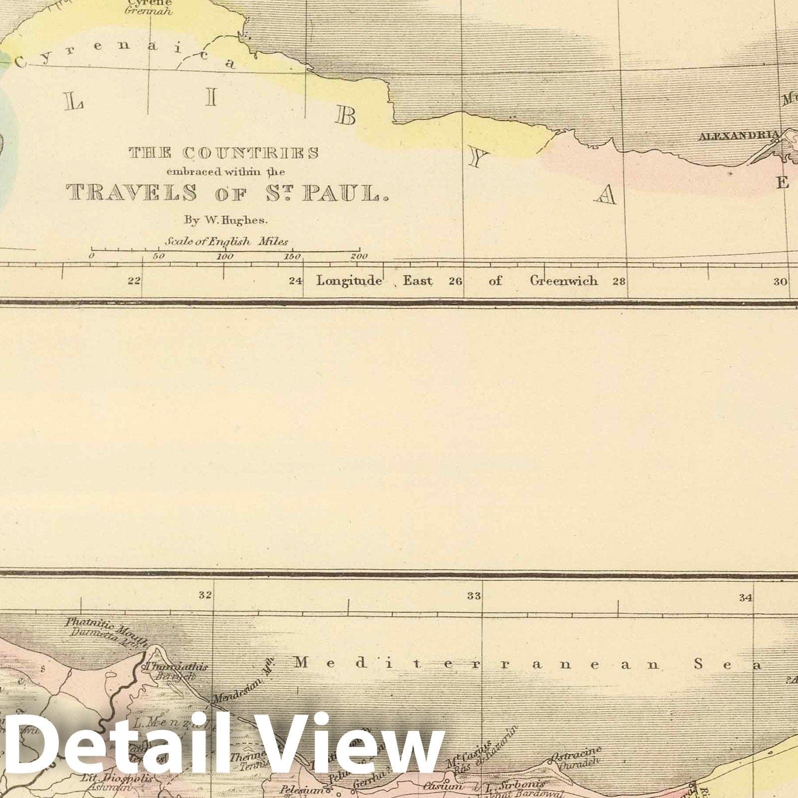 Travels of St. Paul and Lower Egypt, 1843 - Historical Map Print