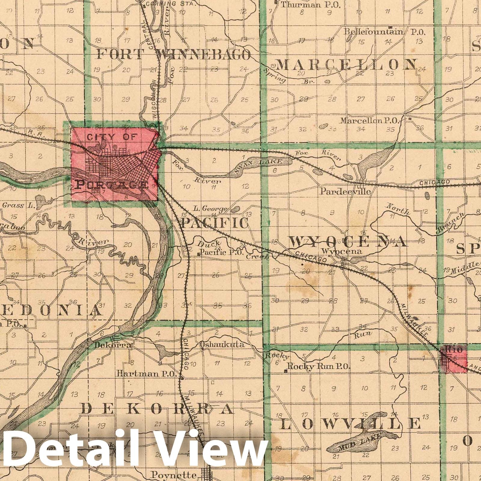 Columbia County, Wisconsin 1890 Plat Map - Historical Reproduction