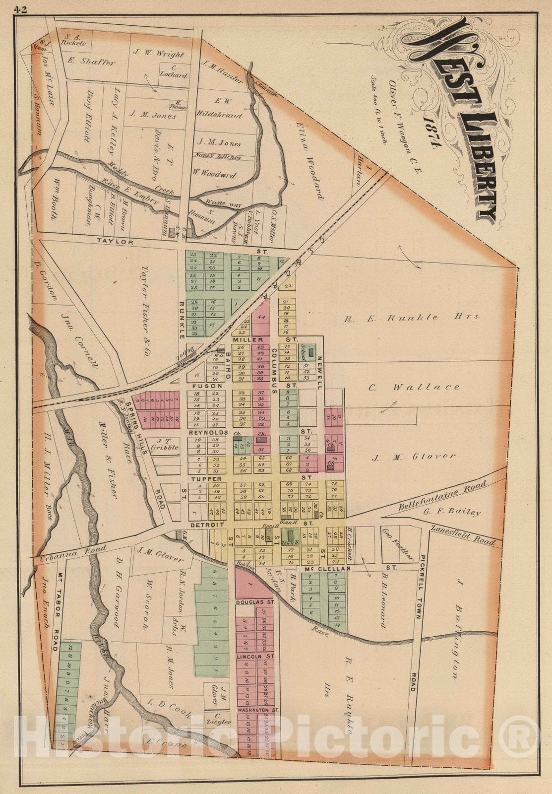 West Liberty, Logan County, Ohio - Property Map, 1875 - Historical Atlas Reproduction