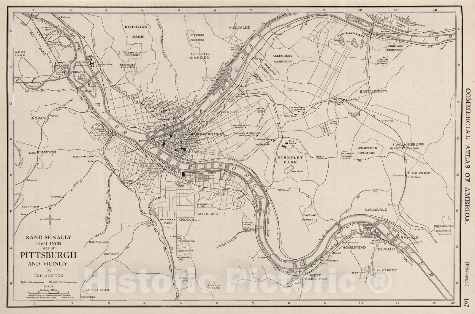 Historic Map : 1924 Pittsburgh. v1 - Vintage Wall Art